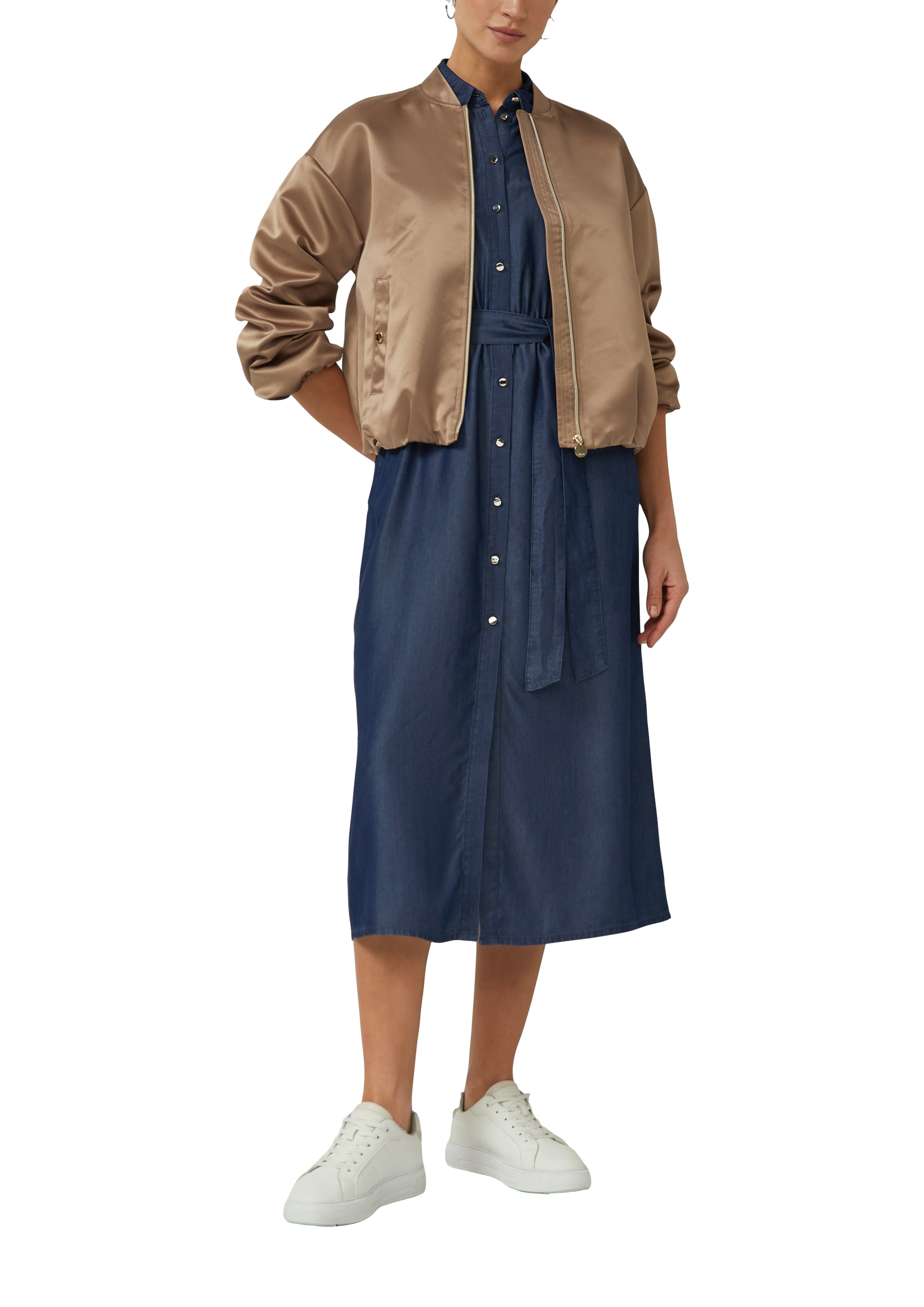s.Oliver BLACK LABEL Robe chemisier Sans poches avec ceinture à nouer