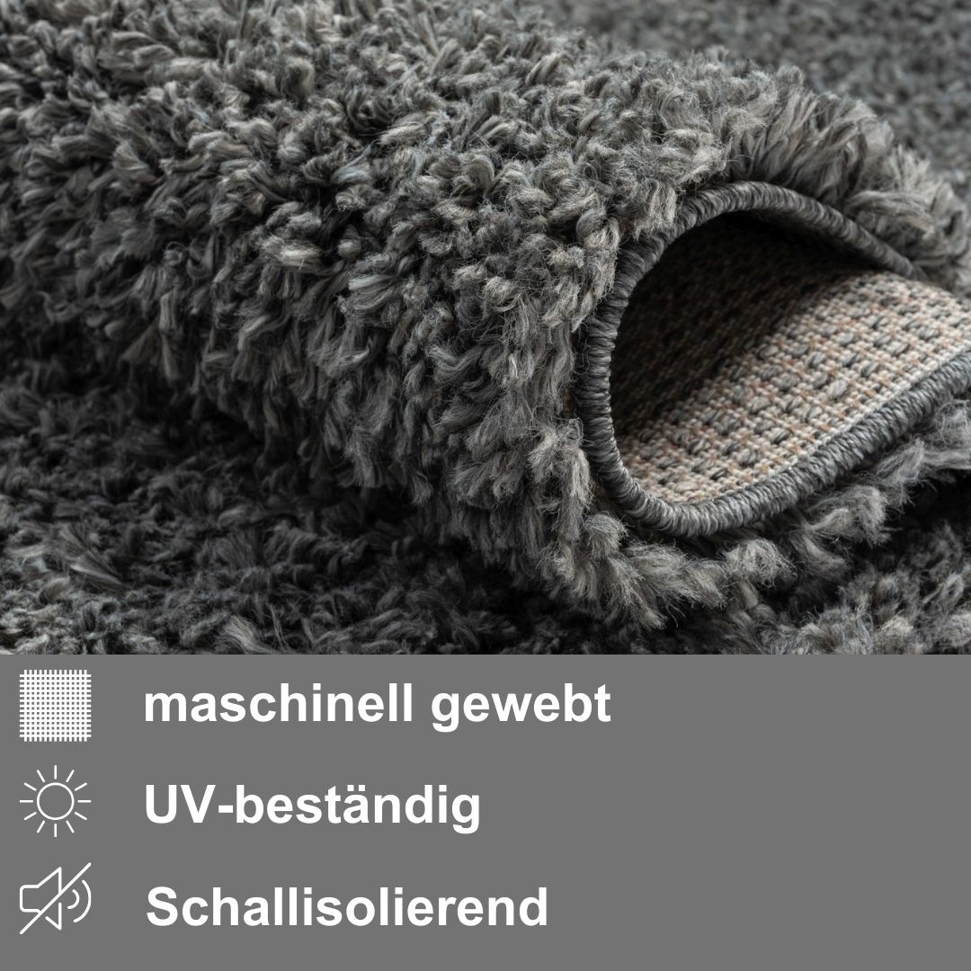 Myflair Möbel & Accessoires Hochflor-Teppich »My Shaggy«, rund, 37 mm Höhe, Shaggy, Uni Farben, leicht glänzend, Microfaser, extra flauschig
