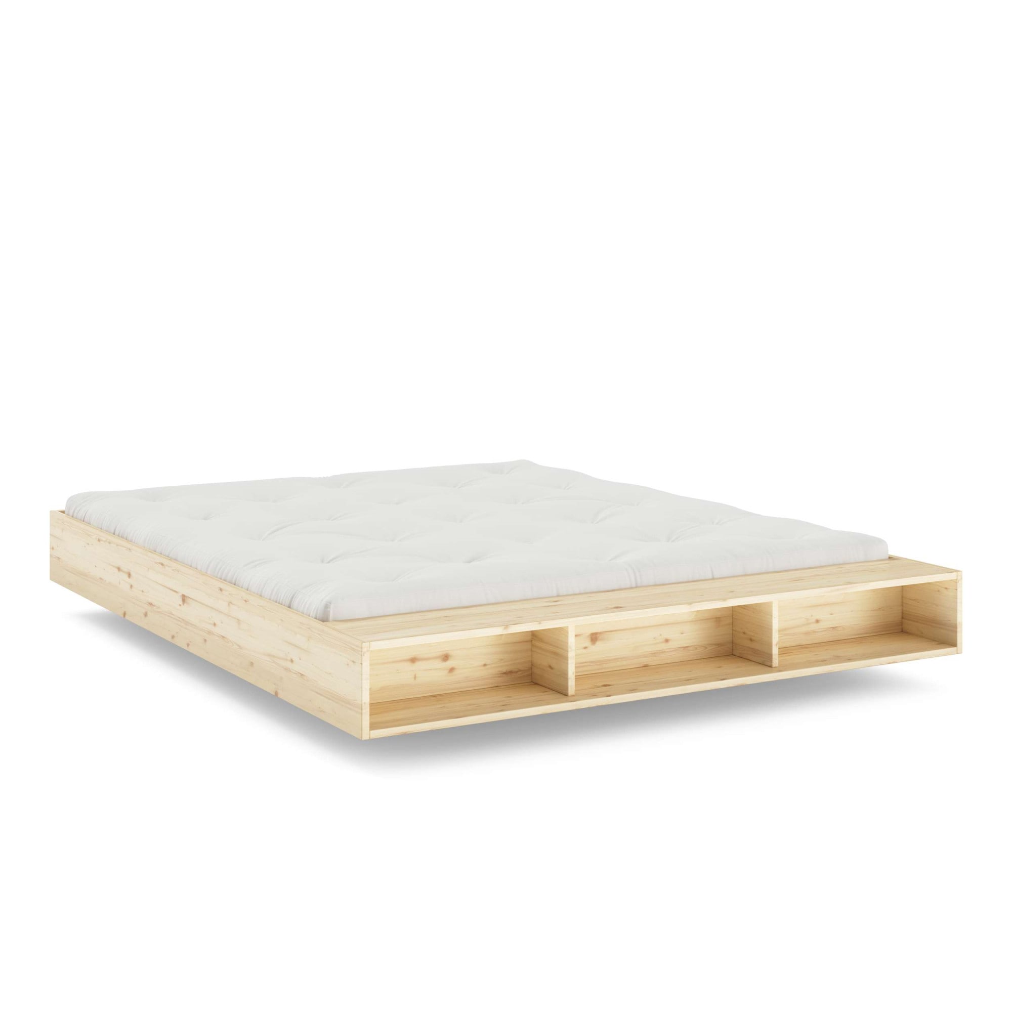 Karup Design Stauraumbett »Merge Bed Bettgestell m. integrierter Bank m. Stauraum, mehrere Grössen«, inkl. Lattenrost, excl. Matratze, FSC®-zertifiziertes Massivholz