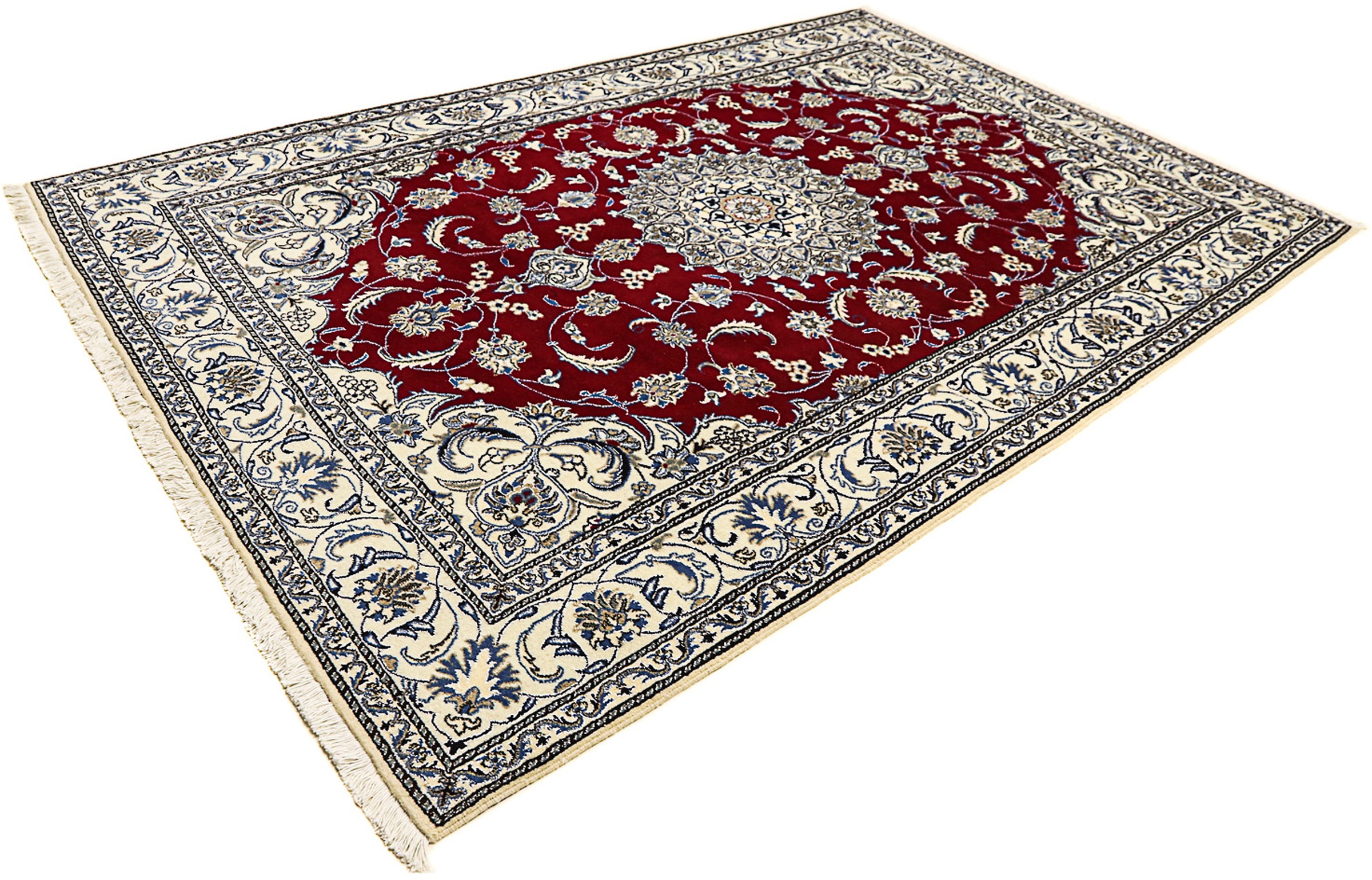 Image of morgenland Orientteppich »Perser - Nain - 295 x 194 cm - dunkelrot«, rechteckig, 12 mm Höhe, Wohnzimmer, Handgeknüpft, Einzelstück mit Zertifikat bei Ackermann Versand Schweiz