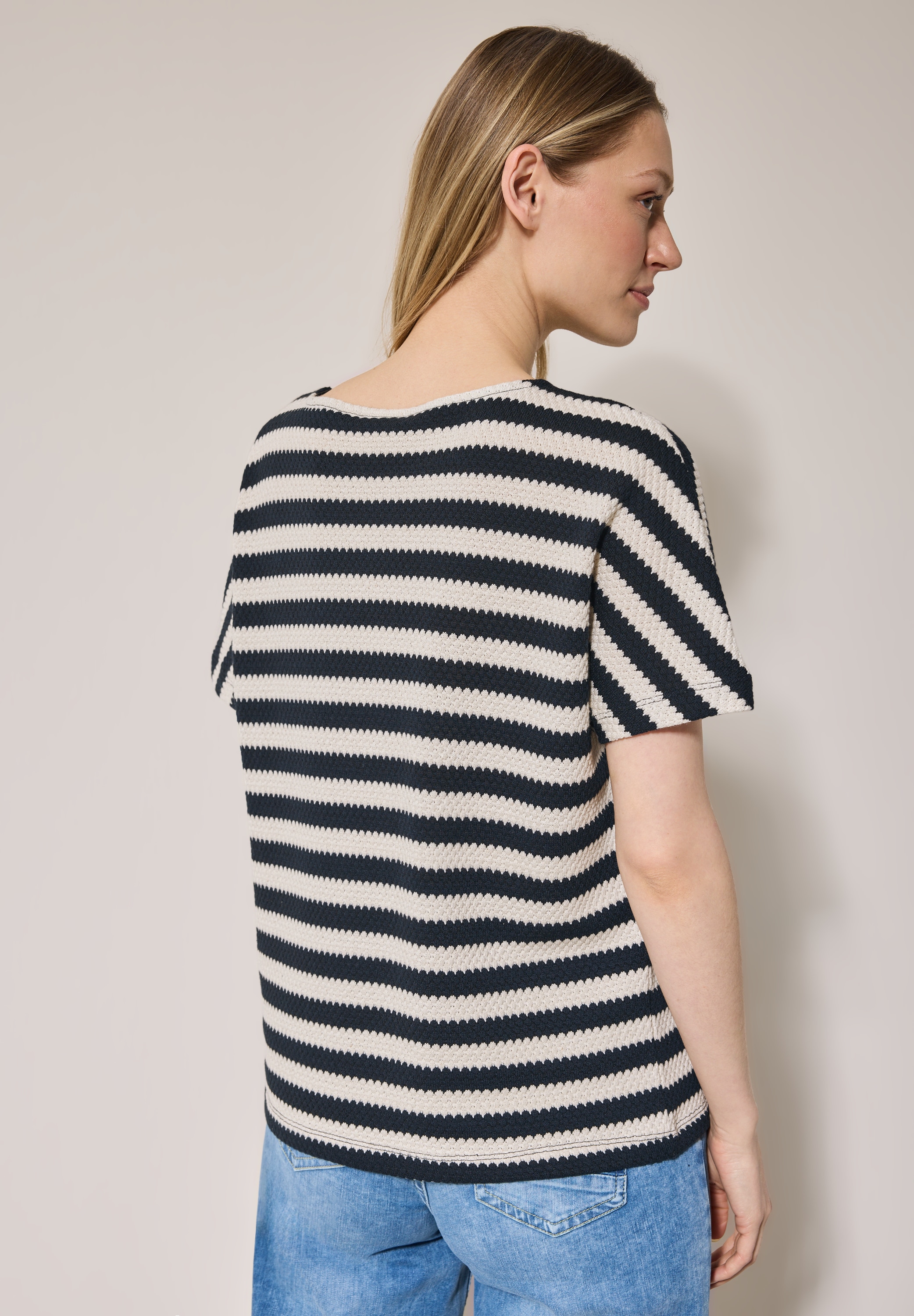 Cecil T-Shirt, gestreift, mit U-Boot-Ausschnitt