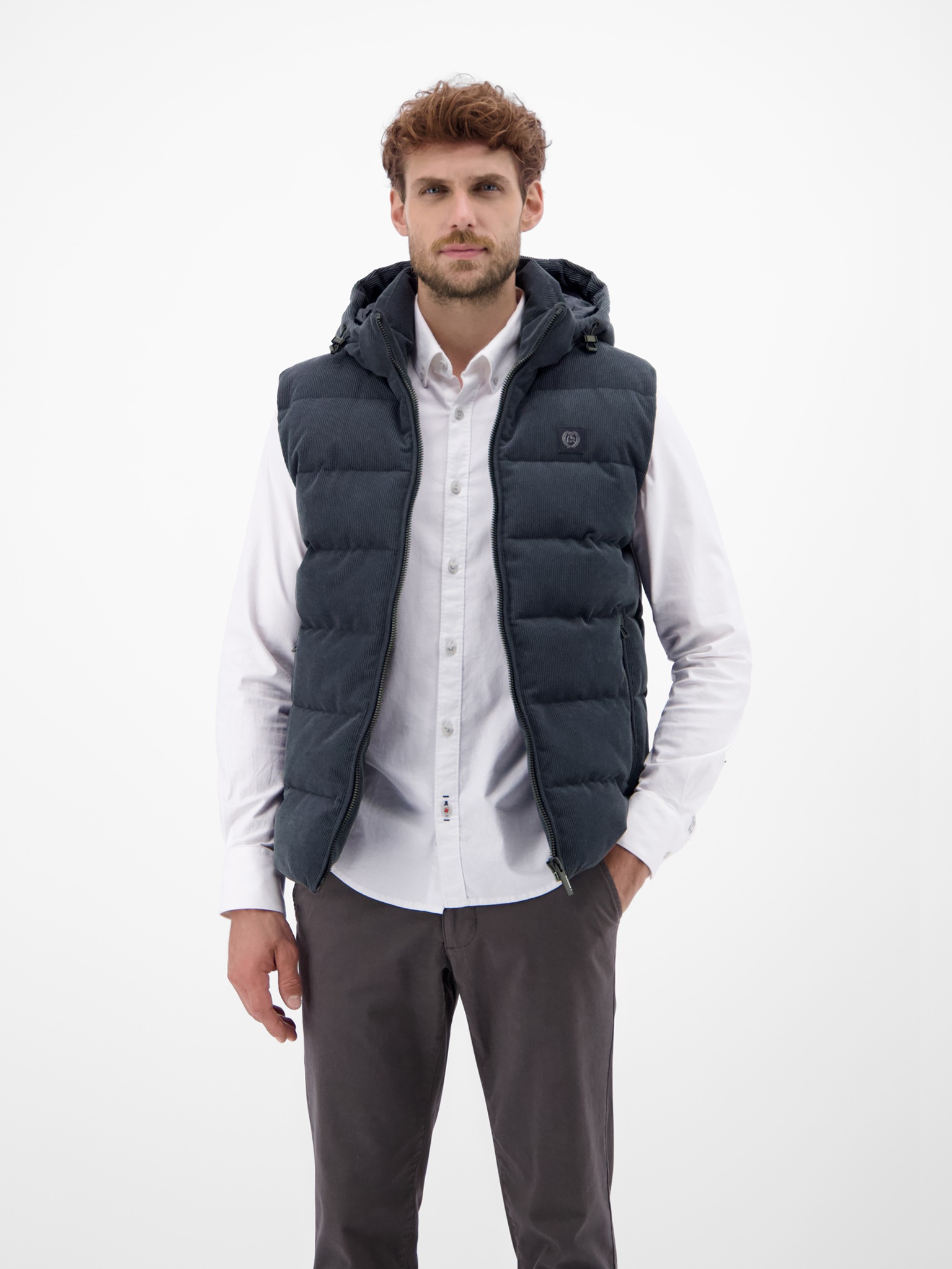 LERROS Cordweste mit Logo Stickerei