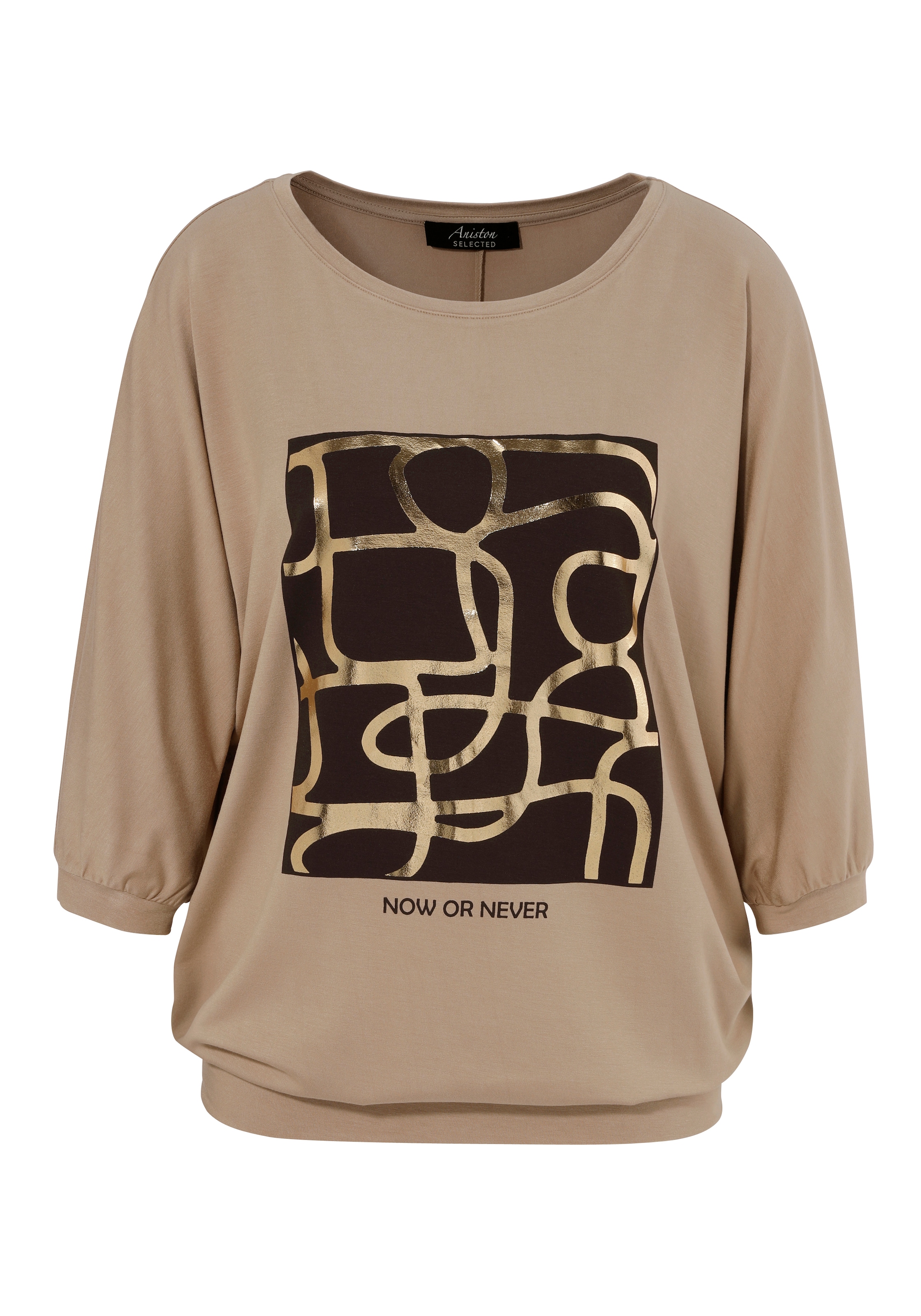 Aniston SELECTED Fledermausshirt, mit goldfarbenem Folienprint