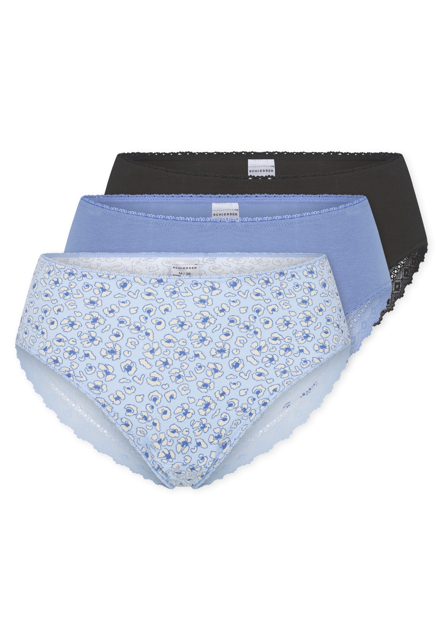 Schiesser Slip brésilien »Modern Multipacks« bande en dentelle, jersey simple, mélange coton