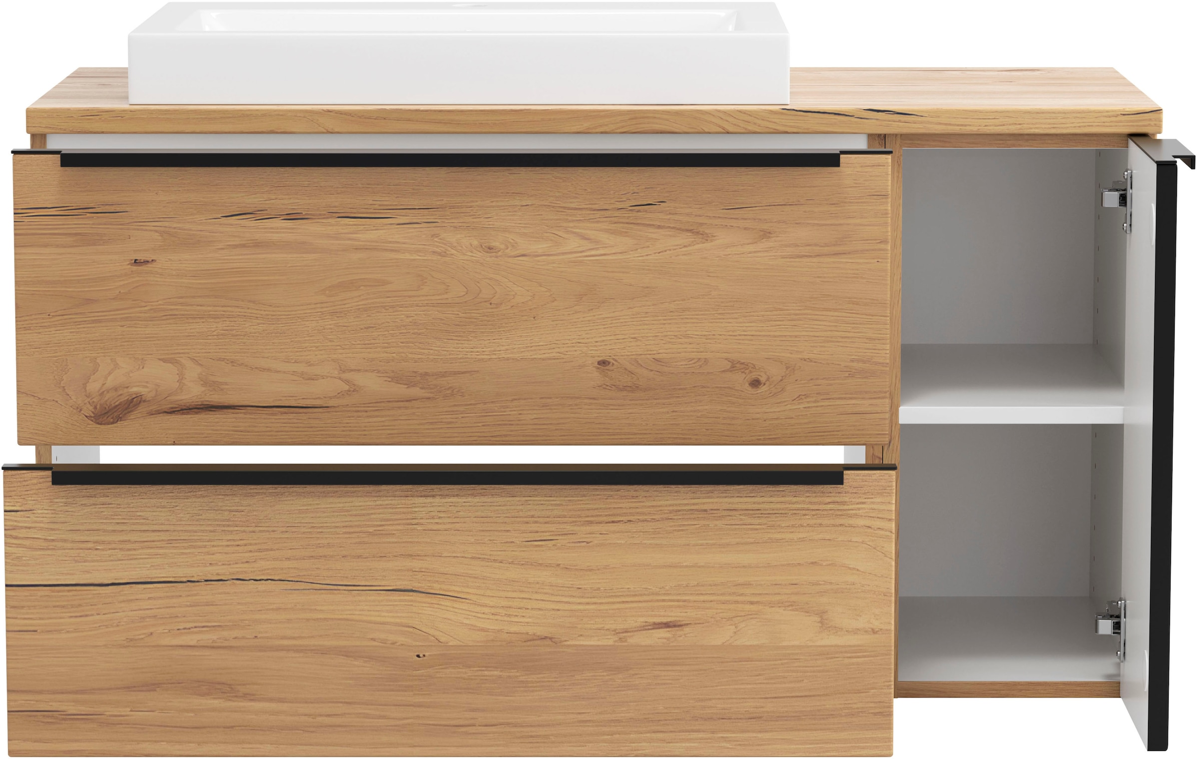 welltime Waschtisch »MAILAND, 2 Metall-Vollauszüge mit Softclose, Aufsatzbecken« Masse (B/H/T): ca. 105/65,5/47 cm, 