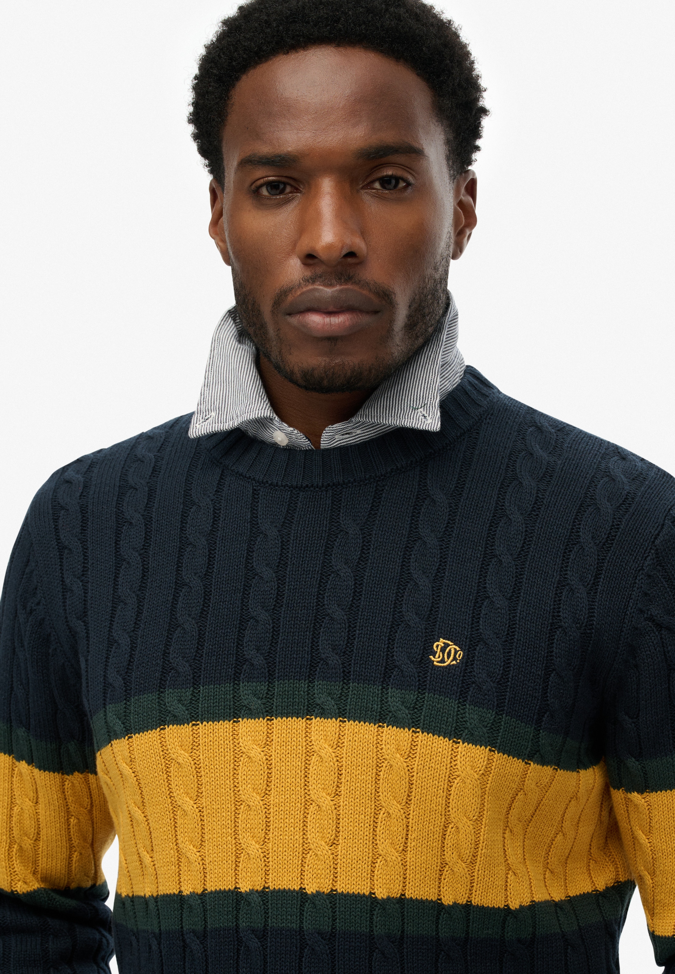 Superdry Pull en tricot »Cotton Stripe Cable Jumper«