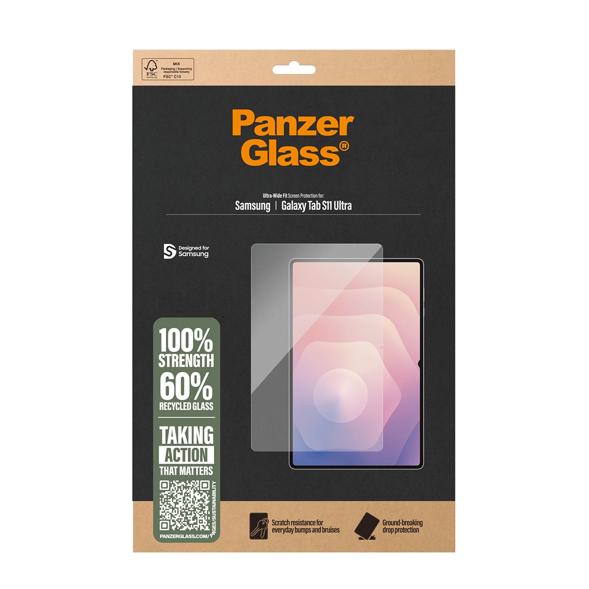 CARE by PanzerGlass Displayschutzglas »Ultra-Wide Fit Screen Protector« für Samsung Galaxy Tab S11 Ultra Displayschutzfolie, Schutzfolie, Bildschirmschutz, kratz- & stossfest