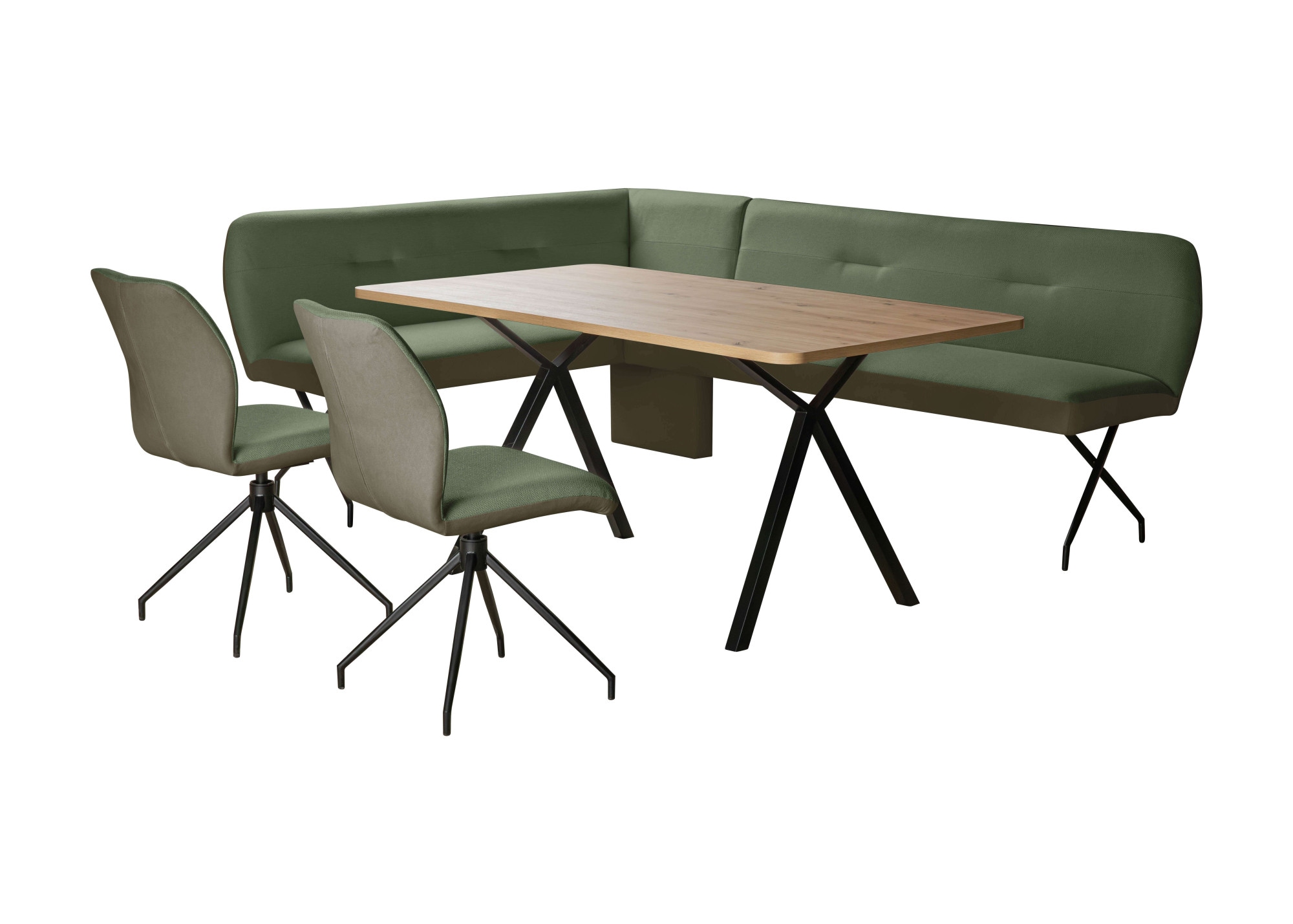 GOODproduct Eckbankgruppe »Gabi Essecke, Sitzgruppe, Eckbankgruppe, Küchenbankgruppe« Set, 4tlg, 4 tlg. tlg. Stuhl: 360° drehbar (Rückst.), 2-Stoff-Design. Wellenfederung Eckbank