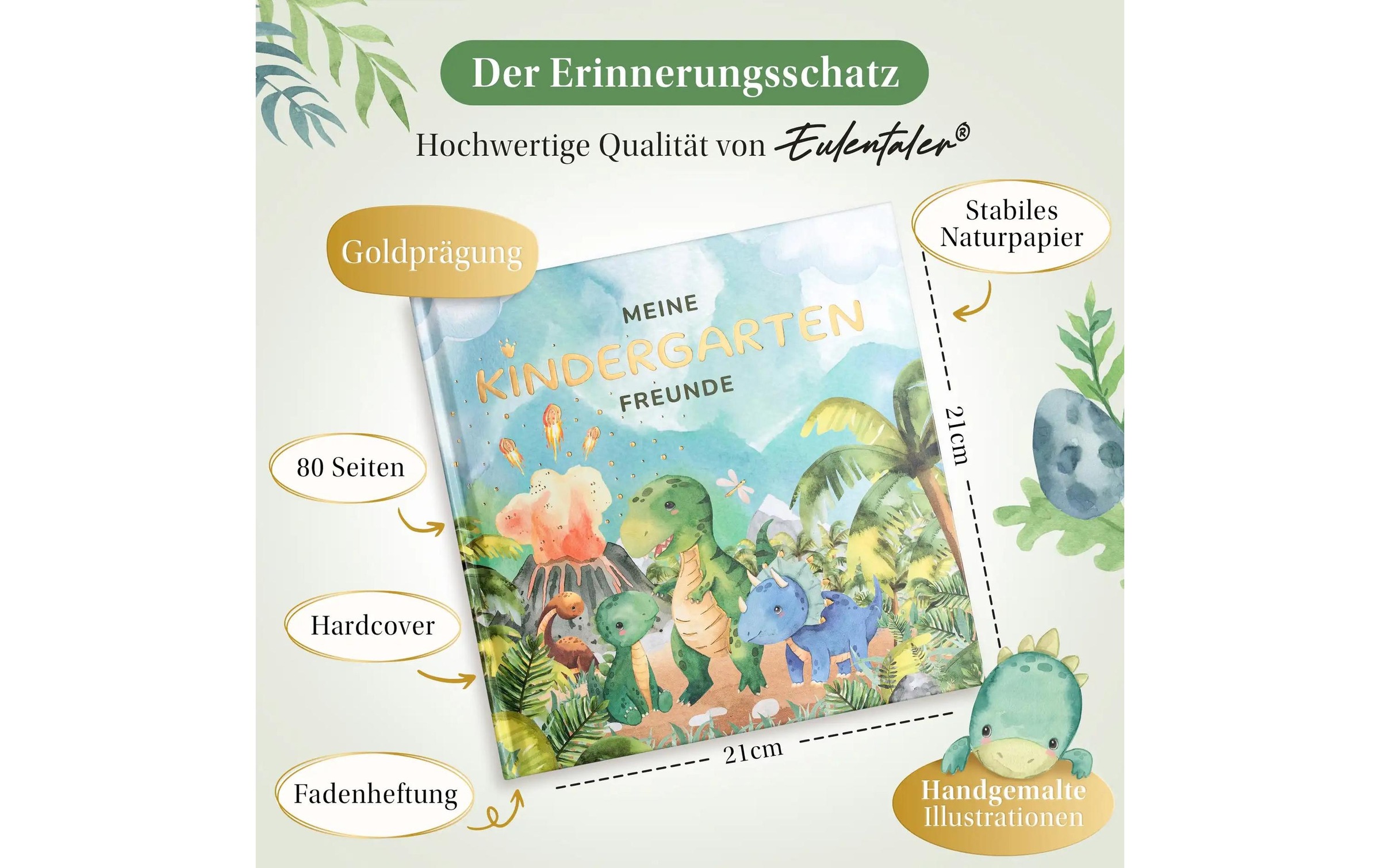   Tagebuch »Eulentaler Dino« DIN A4 Liebevolles Freundealbum für Kita-Erinnerungen
