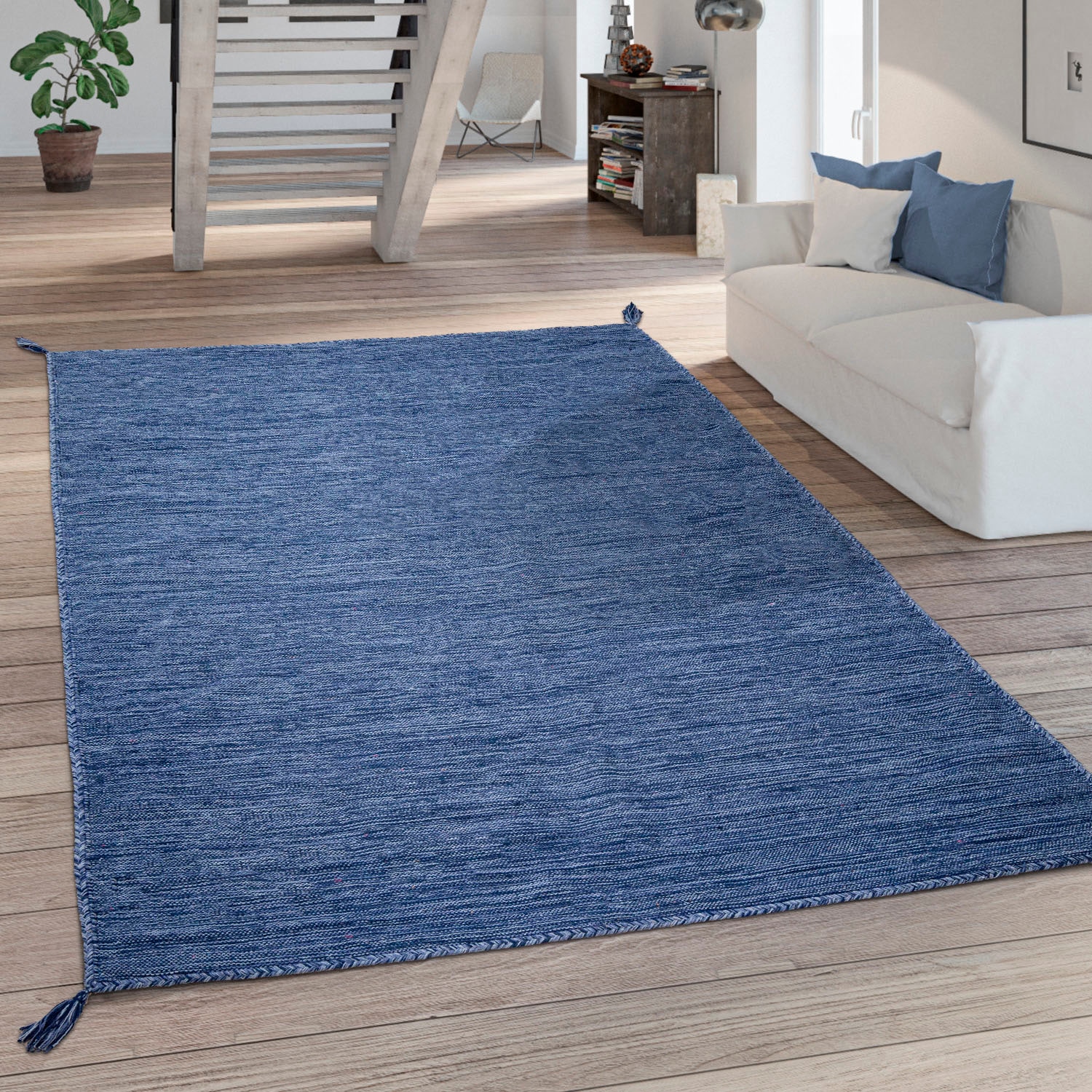 Uni reine Teppich Home Baumwolle, Flachgewebe, Farben rechteckig, Paco »Kilim handgewebt, 210«, Handgwebt,