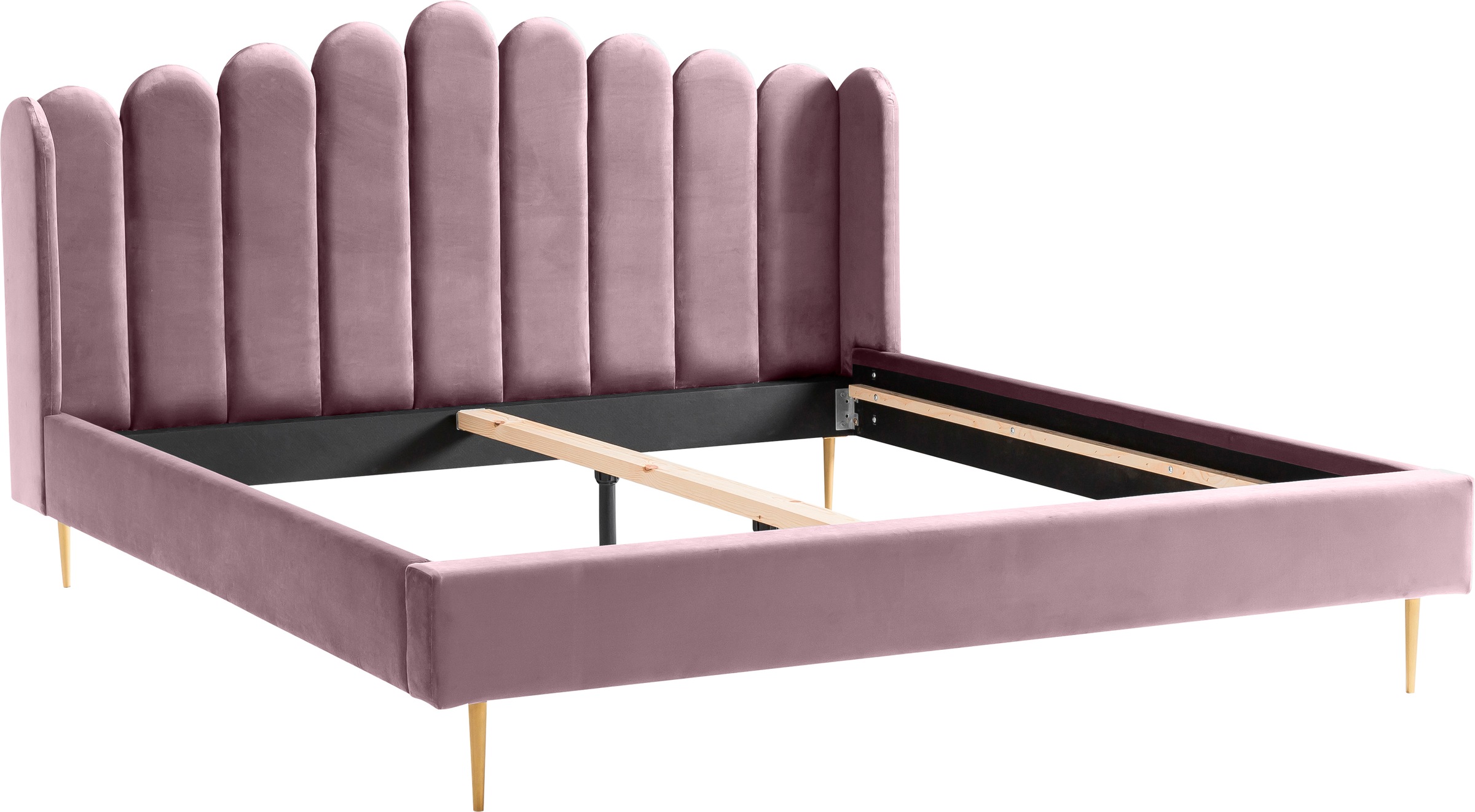 SalesFever Polsterbett "Komfortables Bett für erholsamen Schlaf" Eleganz trifft Komfort: Samt-Bezug, goldfarbene Metallfüße