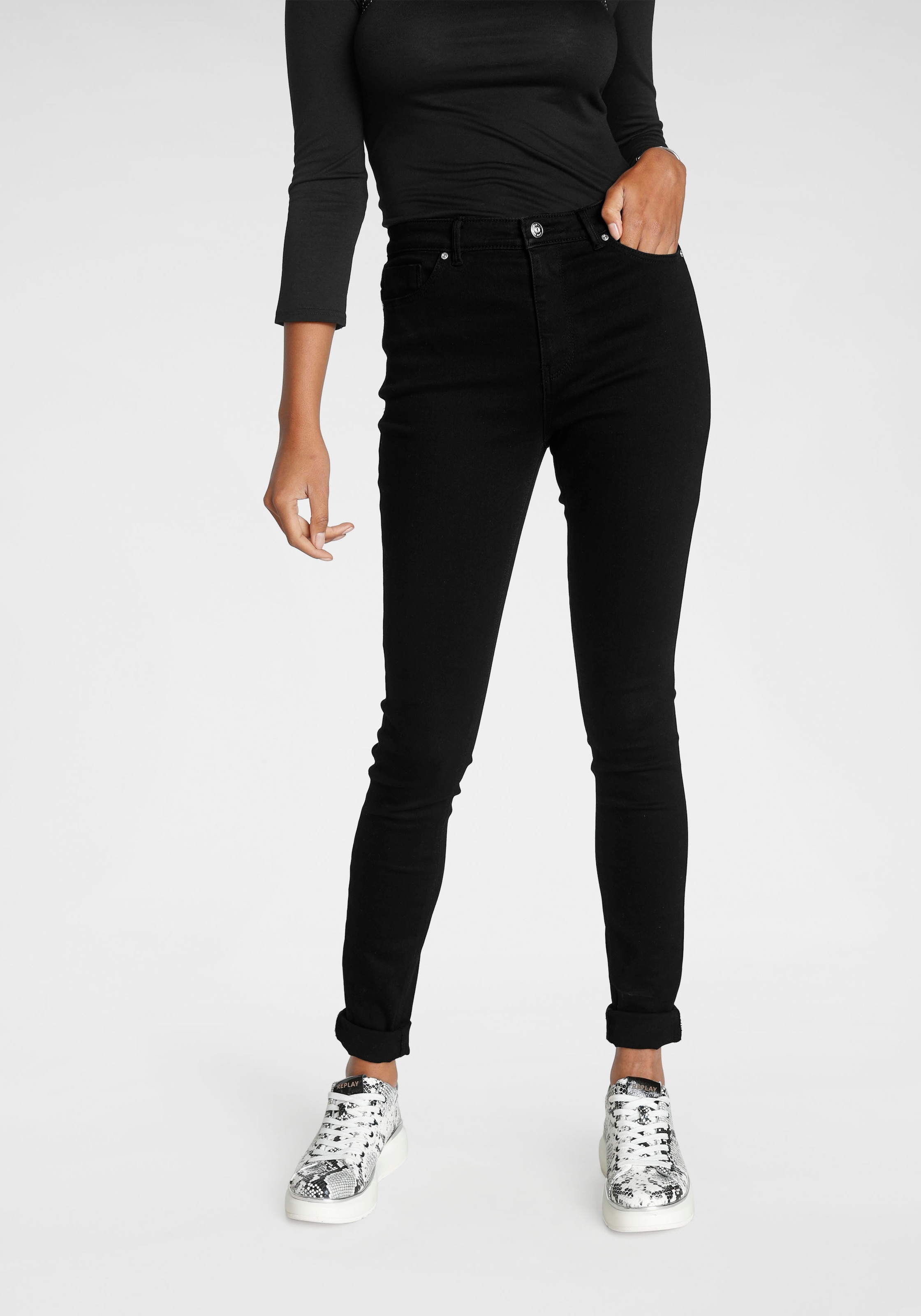 Image of ONLY Skinny-fit-Jeans "ONLPAOLA – Extra-eng geschnittene Jeans mit figurformender Silhouette" skinny fit, modisch, Denim, Baumwollmischung