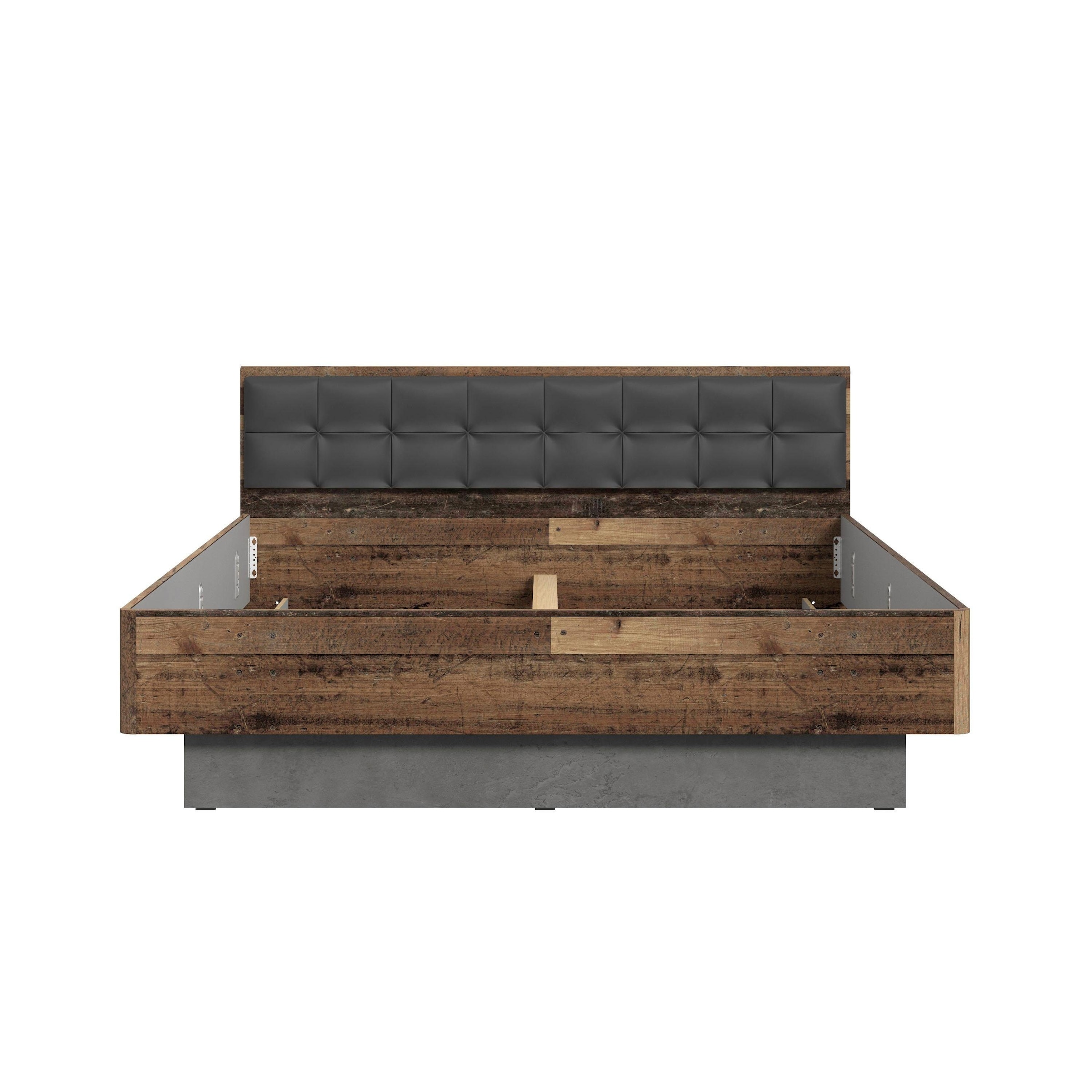 FORTE Futonbett »Clif, Bettanlage, Old – Wood Vintage, Betonoptik Dunkelgrau« Liegefläche 180x200cm,  mit gepolstertem Kopfteil aus Kunstleder, bis 220KG belastbar