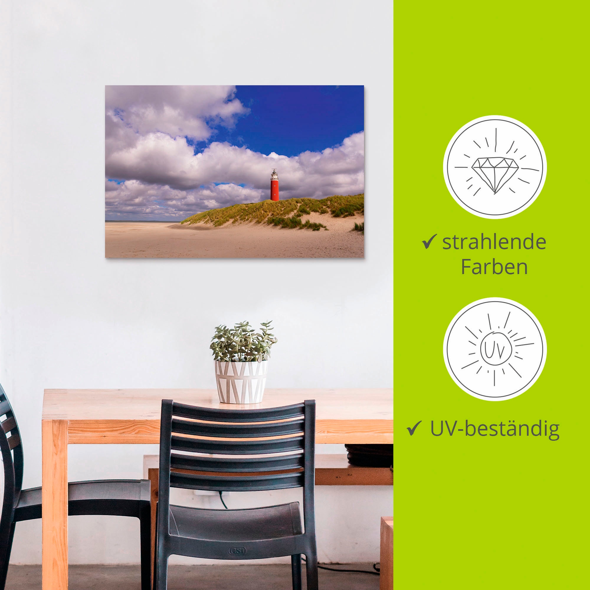 Artland Wandbild »Wolkenimpression am Leuchtturm«, Küste, (1 St.), als Alubild, Outdoorbild, Poster in verschied. Grössen