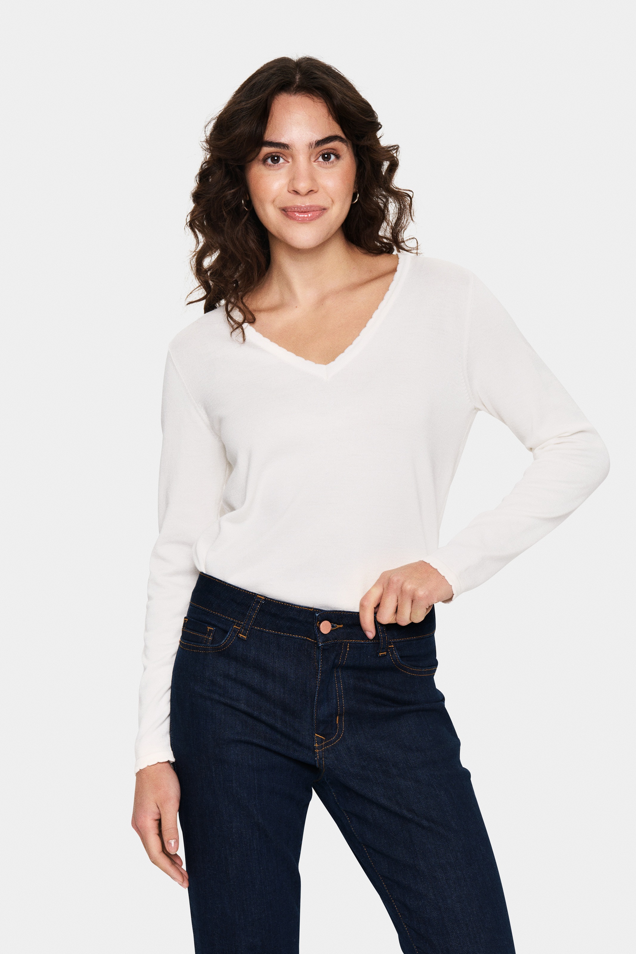 Image of Saint Tropez Strickpullover "MilaSZ LS V-Neck Pullover" Viskosemischung, Regular fit