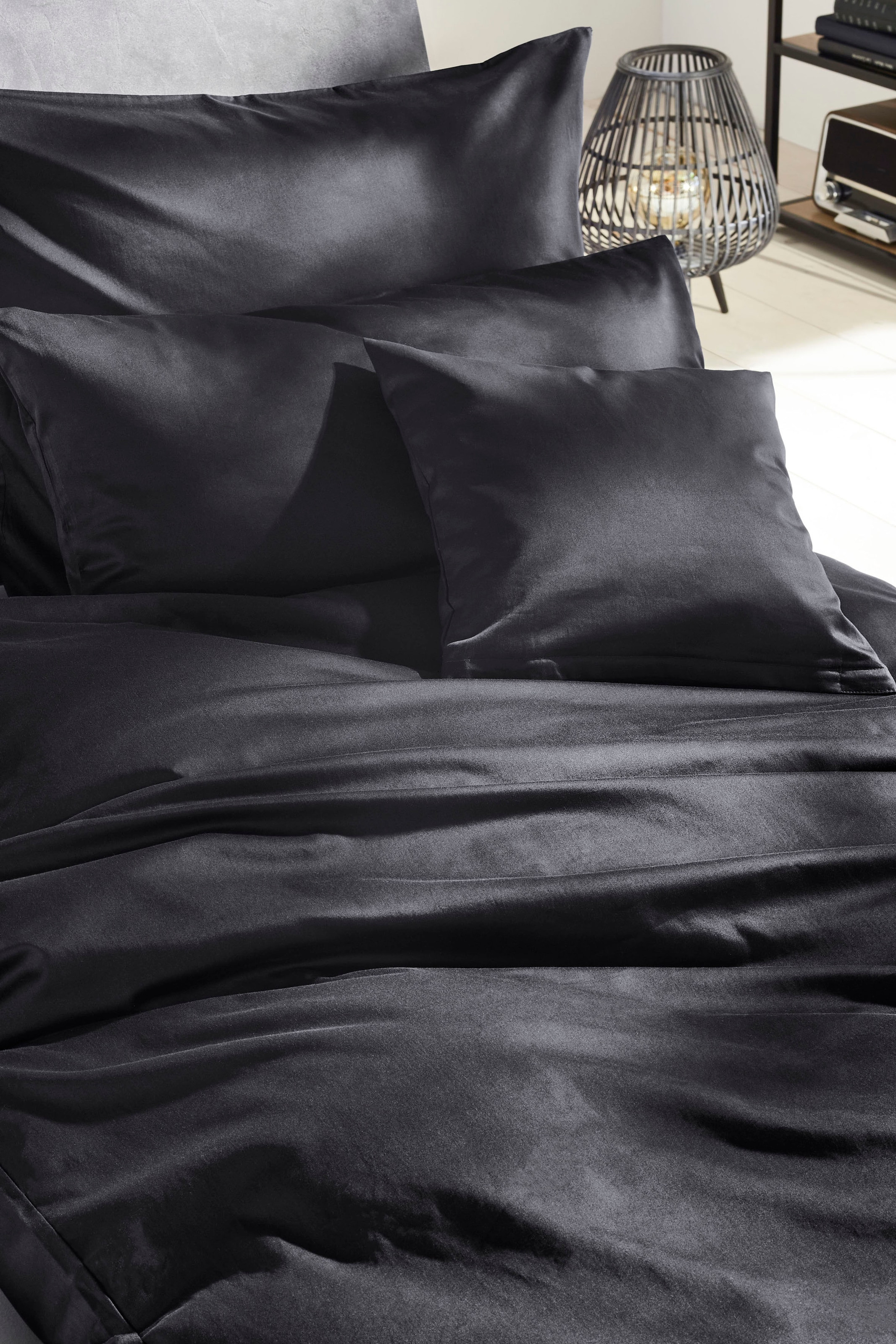 Primera Bettwäsche »Uni Luxus-Satin in Gr. 135x200, 155x220 oder 200x200 cm«, (2 tlg.), Bettwäsche aus Baumwolle, unifarbene Bettwäsche mit Reissverschluss