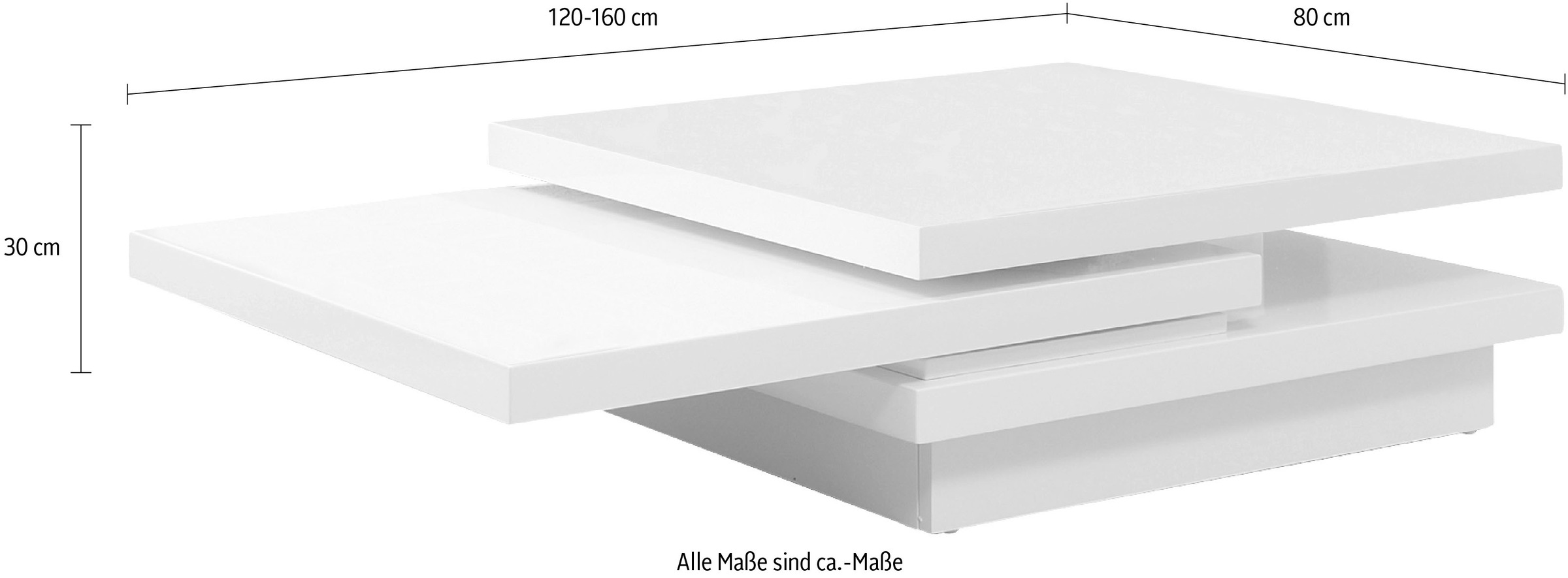 SalesFever Couchtisch, Tischplatte drehbar um 360°