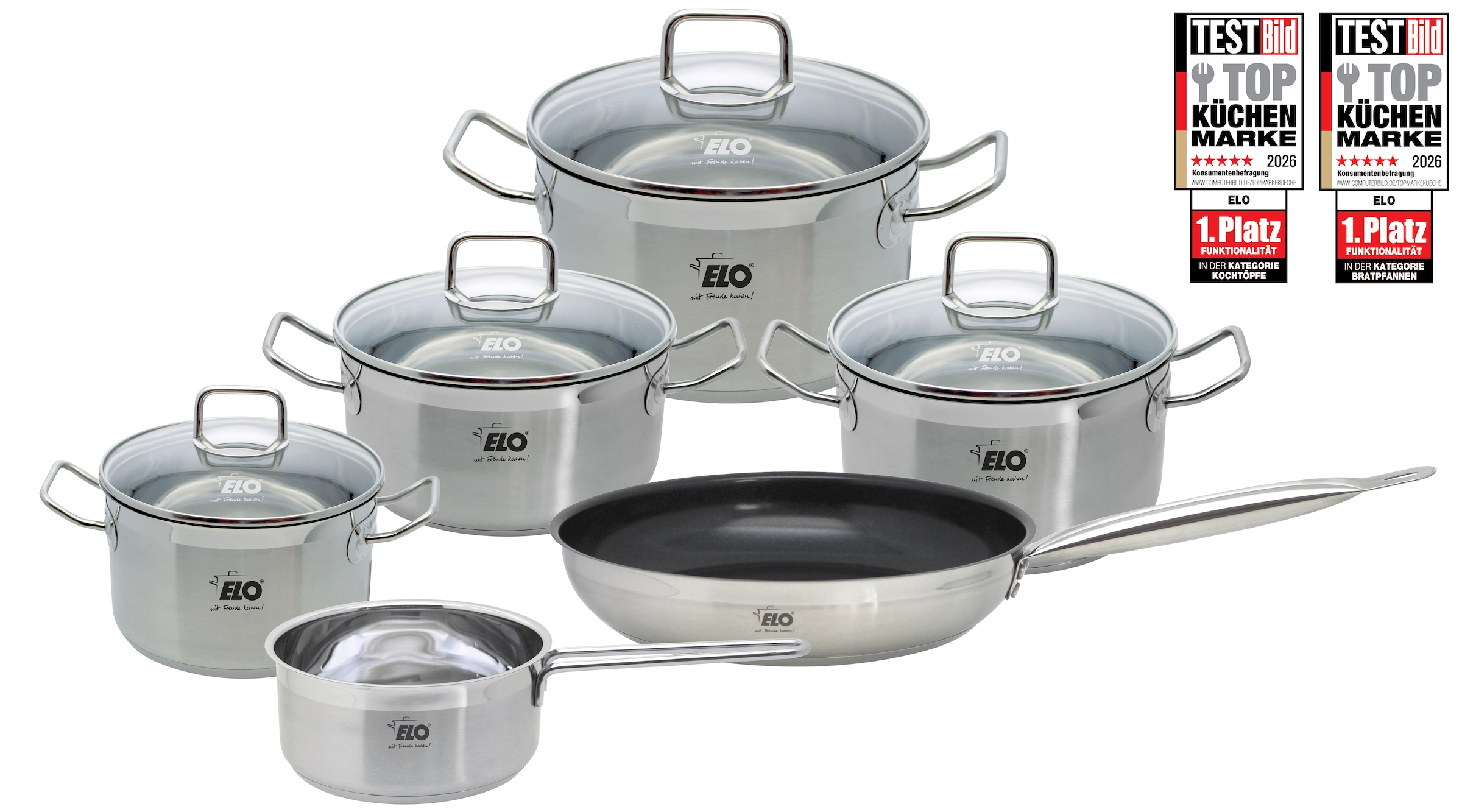 Image of Elo Basic Topf-Set "Basic Profi Duo Therm Topfset 6-teilig" Set, 10 Stk. tlg. Edelstahl