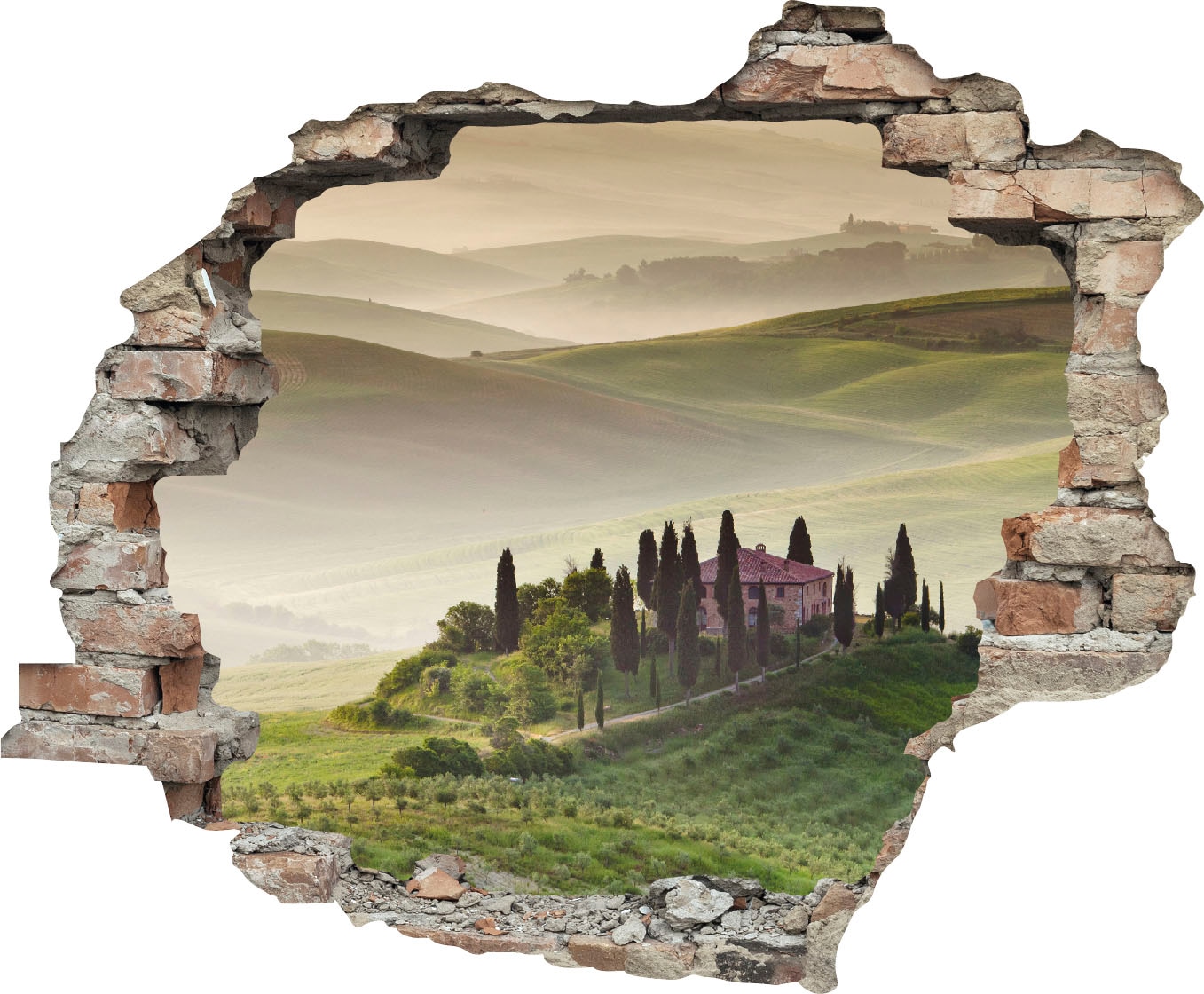 Image of queence Wandtattoo "Hügellandschaft" Wandsticker, Wandbild, selbstklebend, 3D, Wanddurchbruch