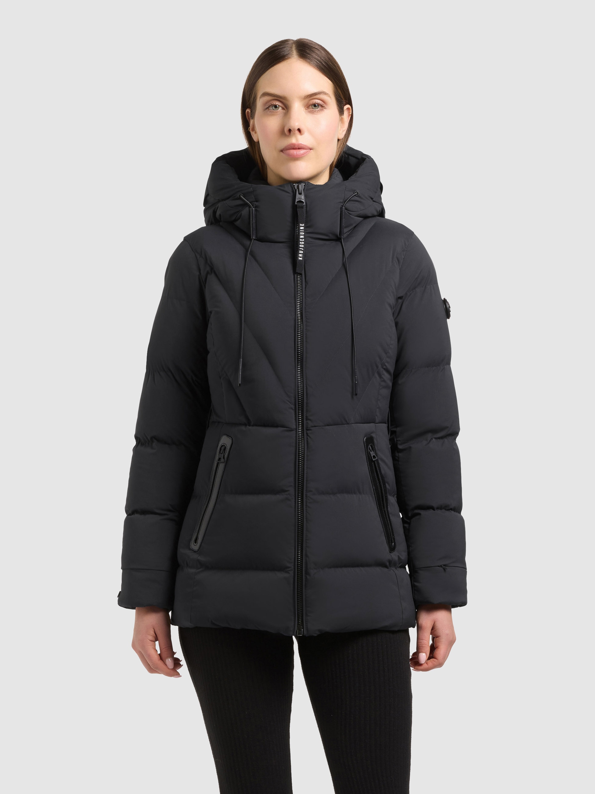 khujo Steppjacke »RABB2« mit Kapuze Applikationen aus Kunstleder