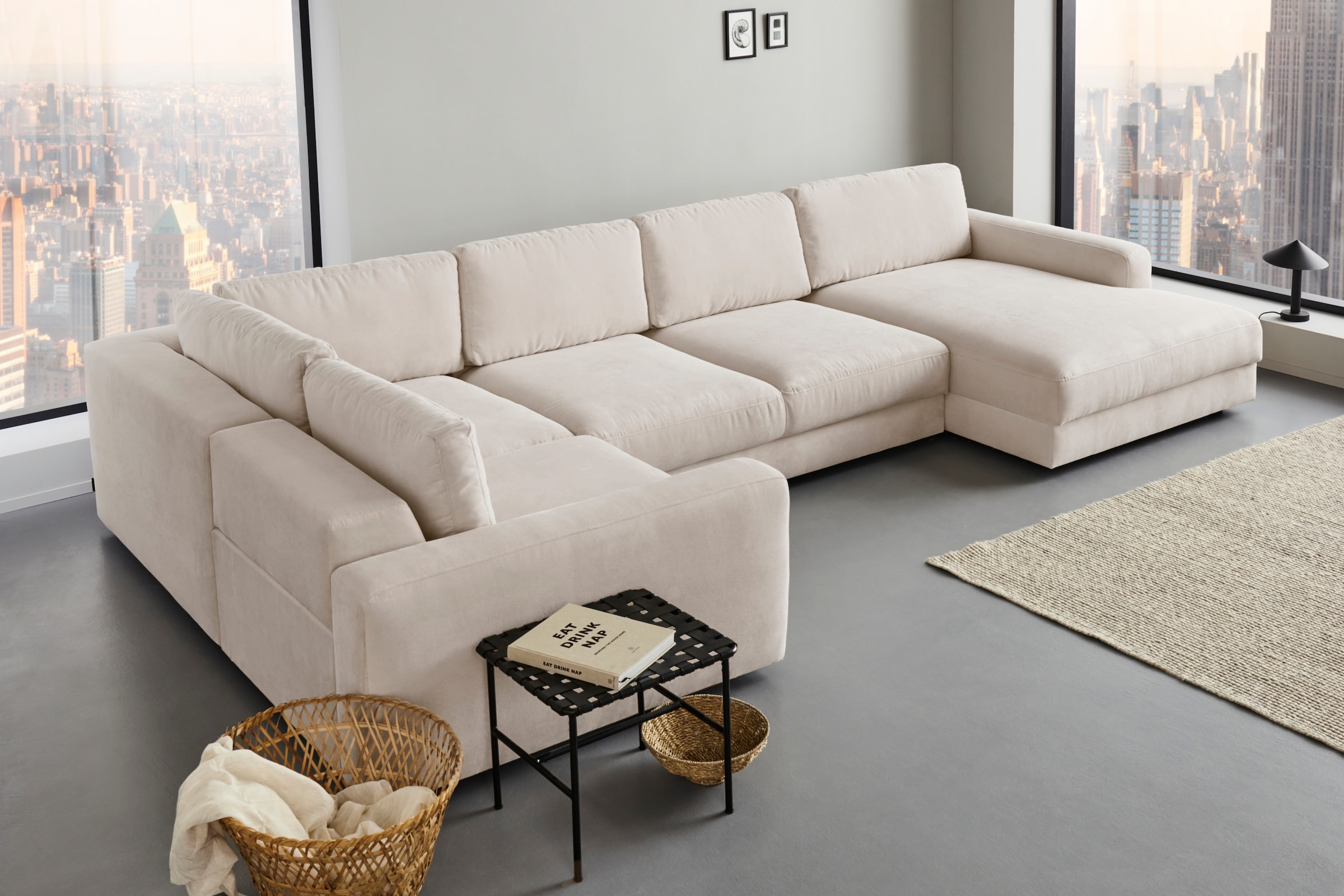 Home affaire Paysage de salon »Bloomfield, Mega Polsterecke, Breite 390cm, viel Platz, U-Form« Disponible en plusieurs tailles