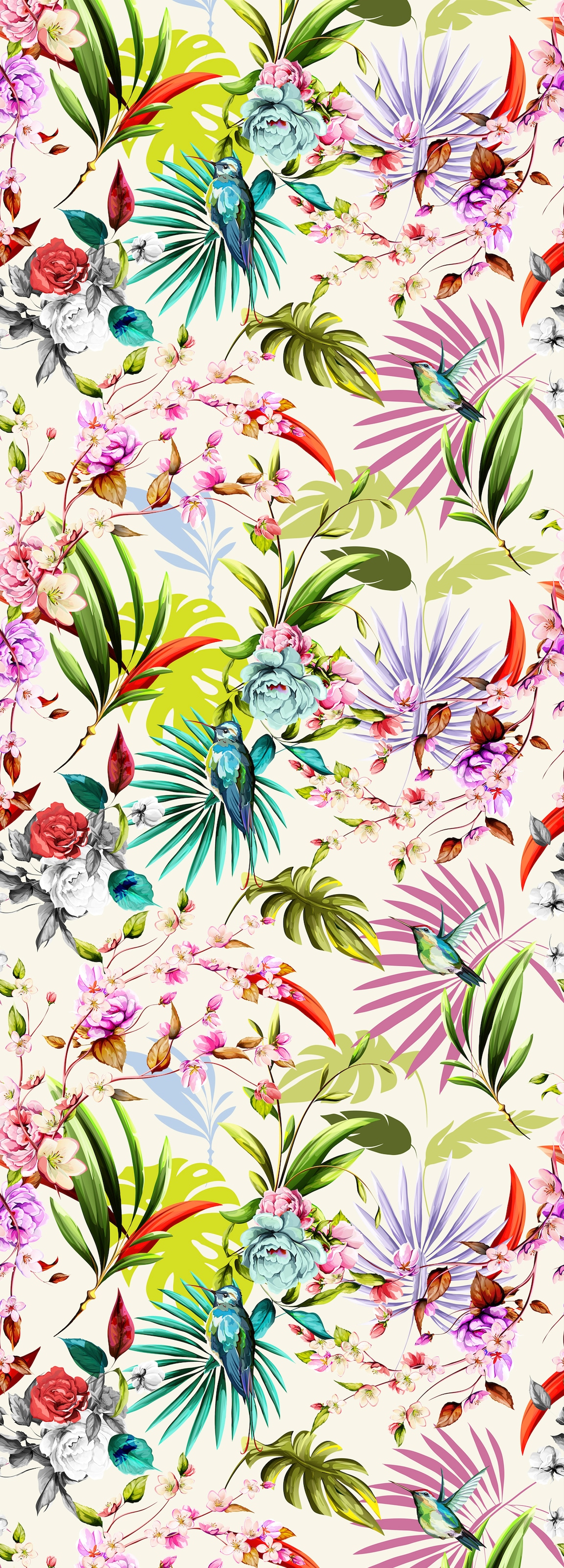 Image of queence Vinyltapete "Dalia" Motiv bedruckt botanisch floral gemustert natürlich glatt 90x250cm, selbstklebend, kinderleichte Anbringung, Sticker