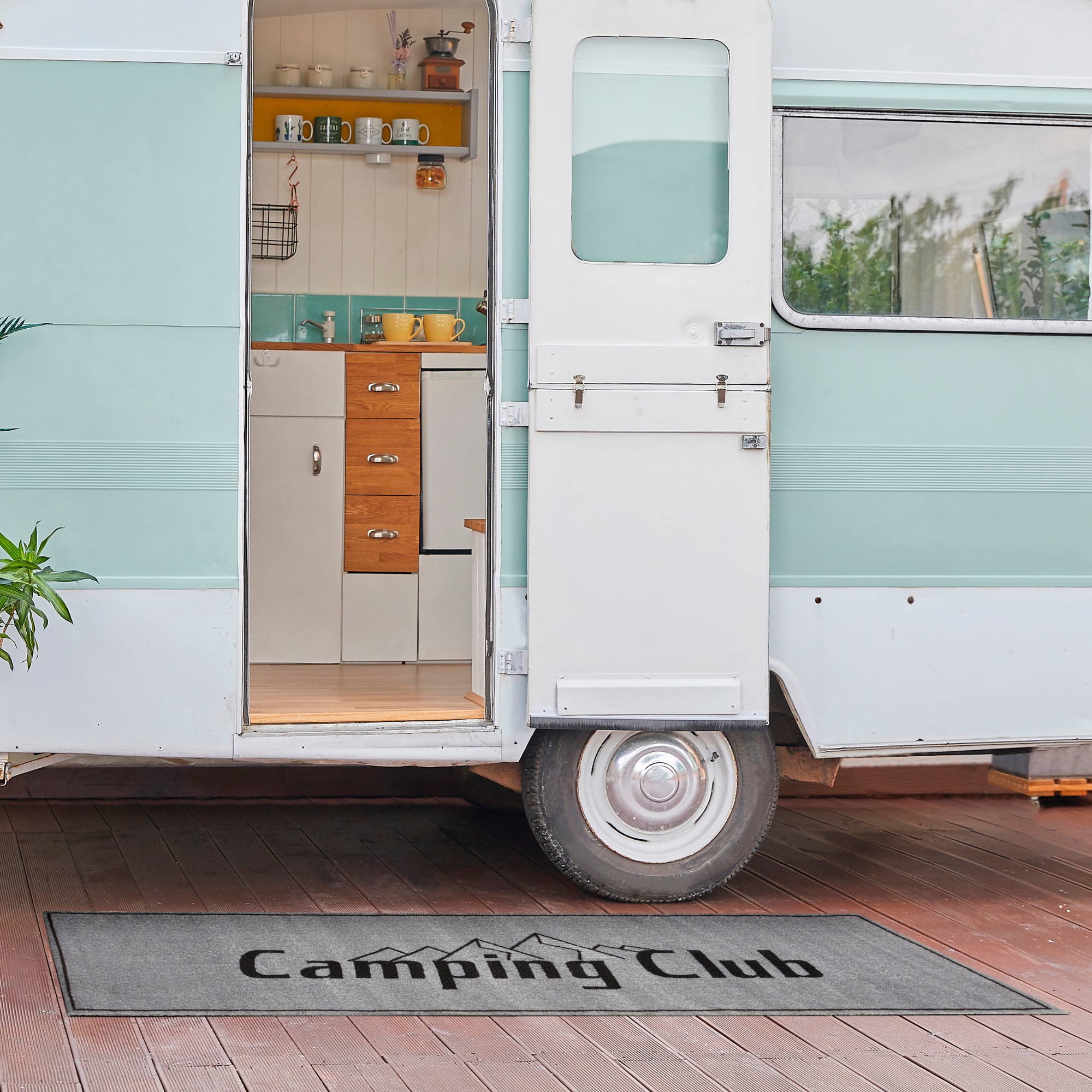 my home Läufer »Camping« rechteckig 8,5 mm Höhe mit Schriftzug, ideal für Camper & Wohnwagen, In- und Outdoor geeignet