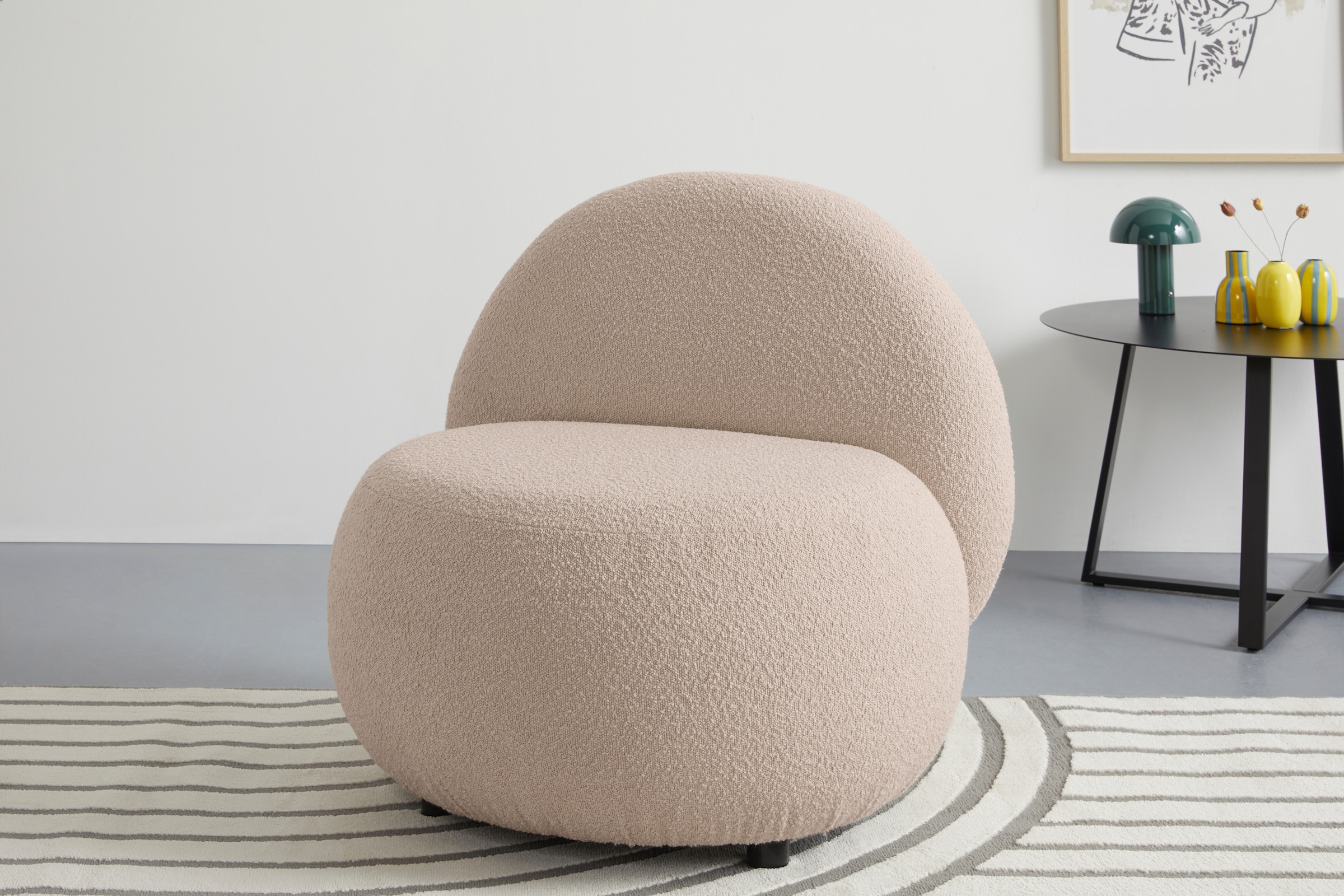 Image of s.Oliver Sessel "Bennid, moderner Designsessel mit Lederriemen, softes Design" hochwertig, zum Wohlfühlen in Luxus-Microfaser/Struktur oder in Bouclé