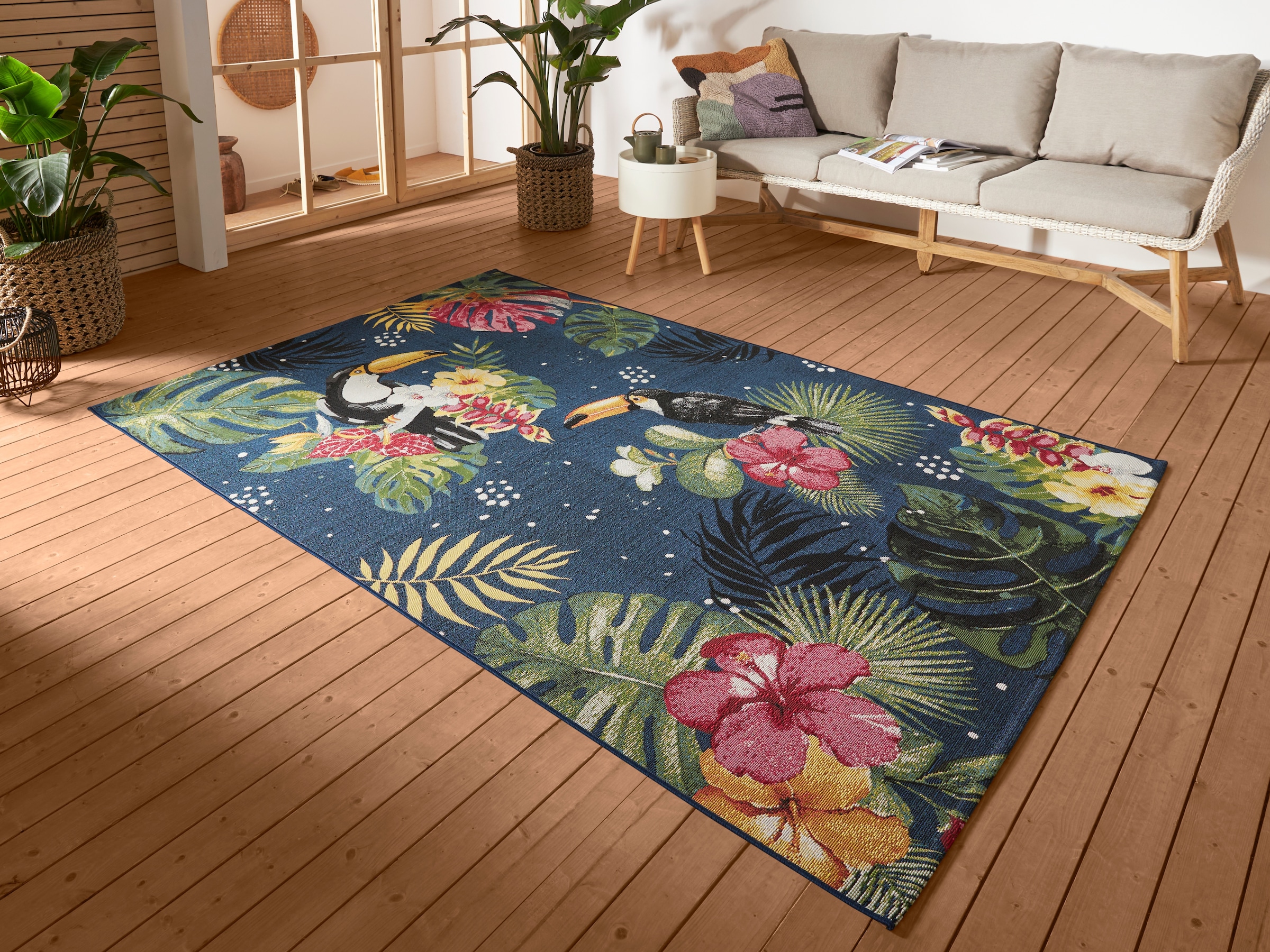 Image of HANSE Home Outdoorteppich "Tropical Dream" rechteckig 3 mm Höhe In-& Outdoor, Teppich, Wetterfest, Balkon, Garten, Wohnzimmer, Floral