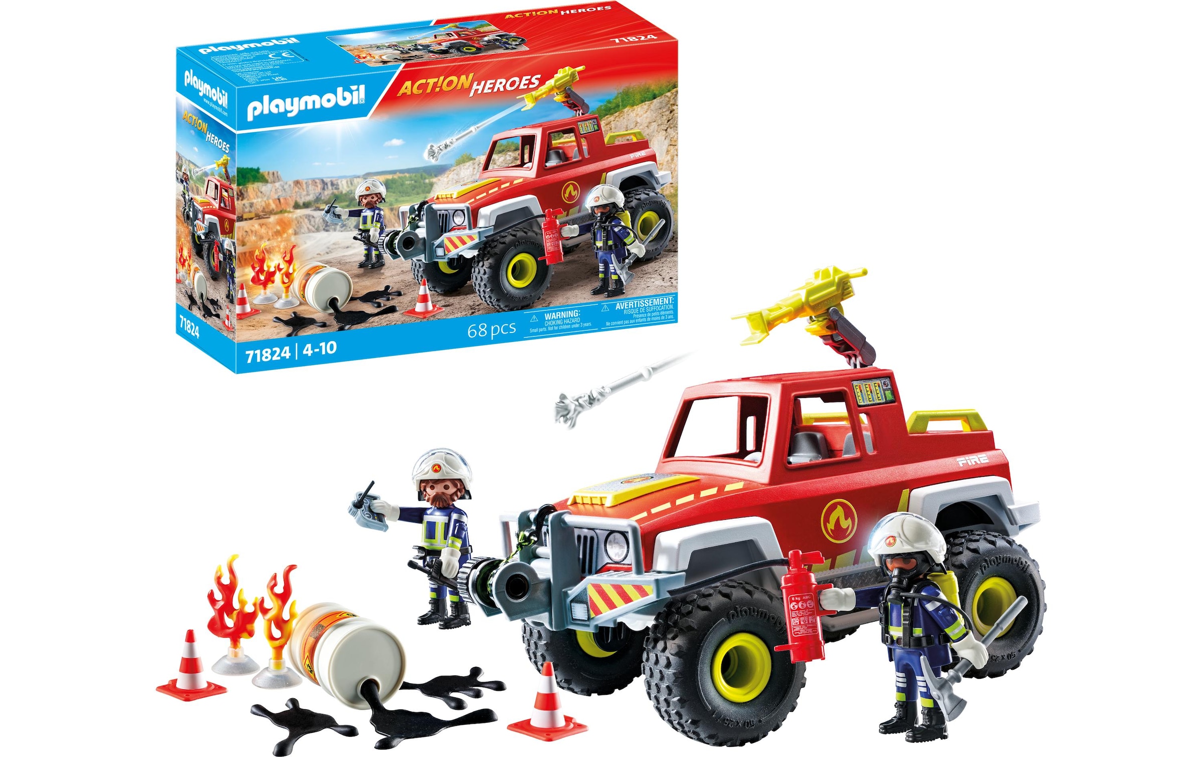 Playmobil® Spielbausteine »Action Heroes Feuerwehrtruck 71824«, (68 St.)