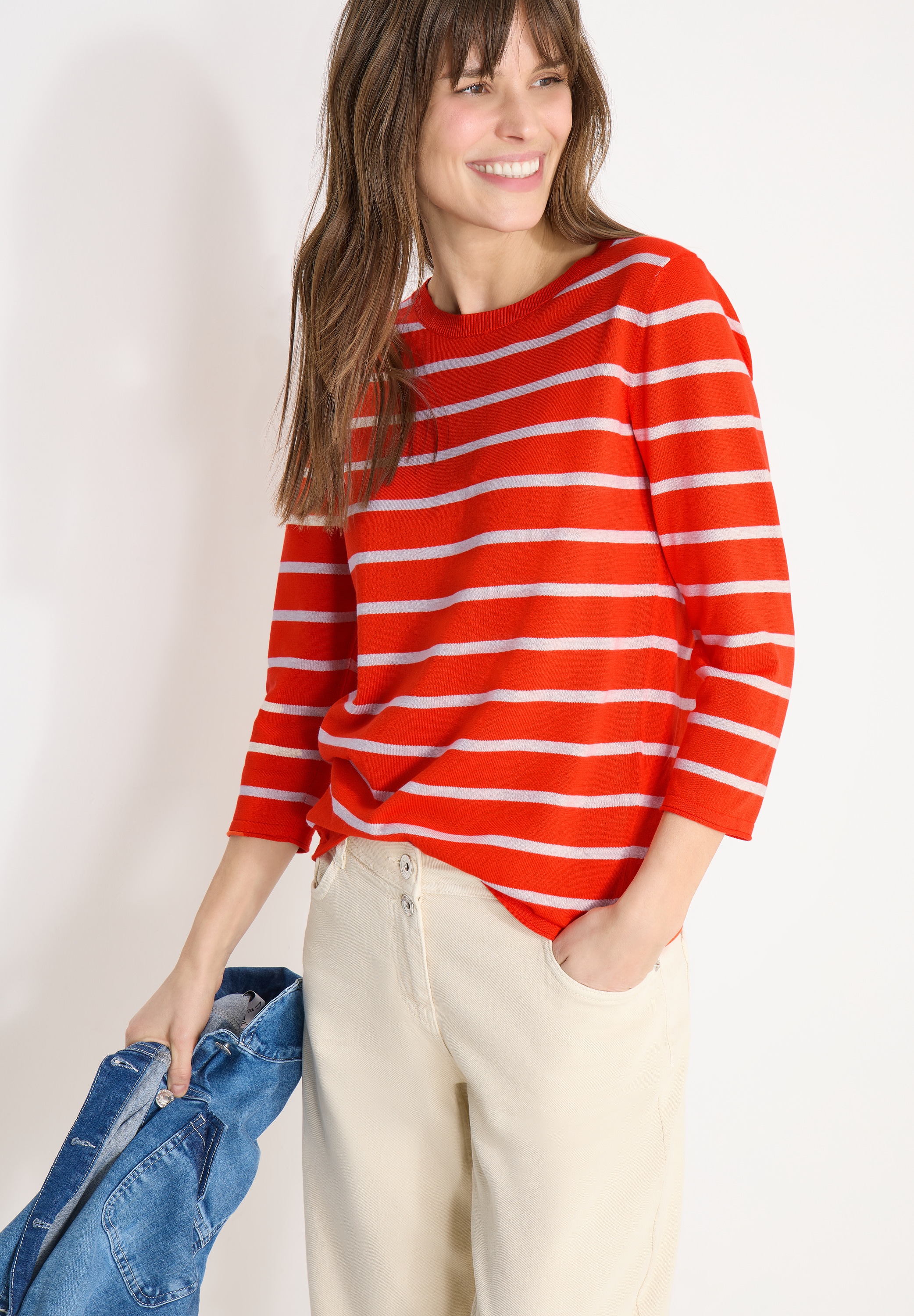 Image of Cecil Strickpullover im Streifen-Look, 3/4-Arm