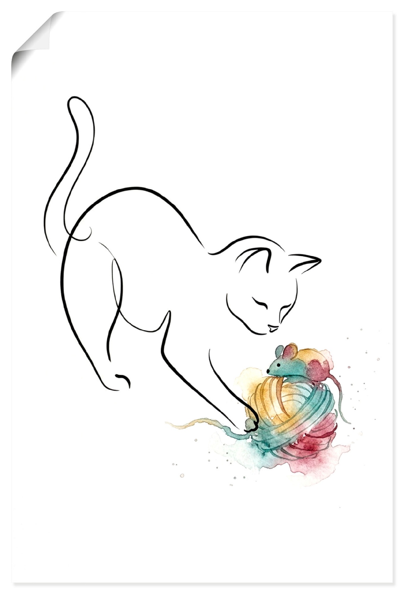 Image of GOODproduct Wandbild "Katze mit Spielzeug II" Katzenbilder 1 Stk. tlg. als Poster oder Leinwandbild in versch. Grössen