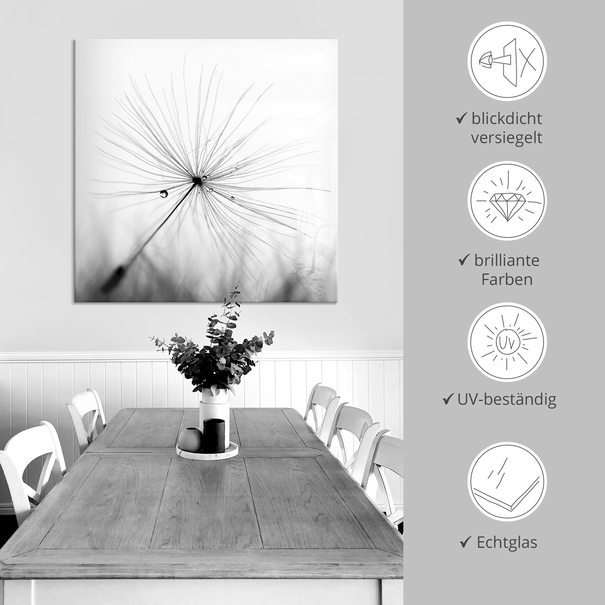 Artland Glasbild »Pusteblume Schirmchen« Blumen 1 Stk. tlg. in verschiedenen Grössen