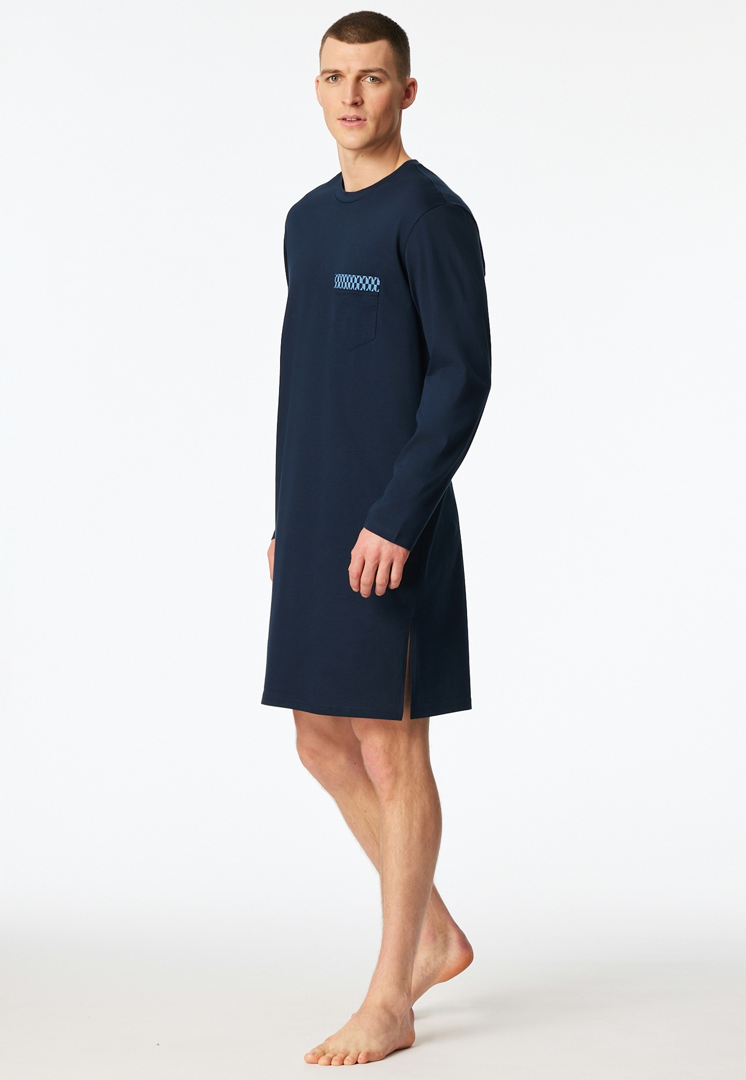 Schiesser Nachthemd »Comfort Nightwear« Brusttasche seitliche Schlitze, weich, Langarm, Single Jersey, Baumwolle