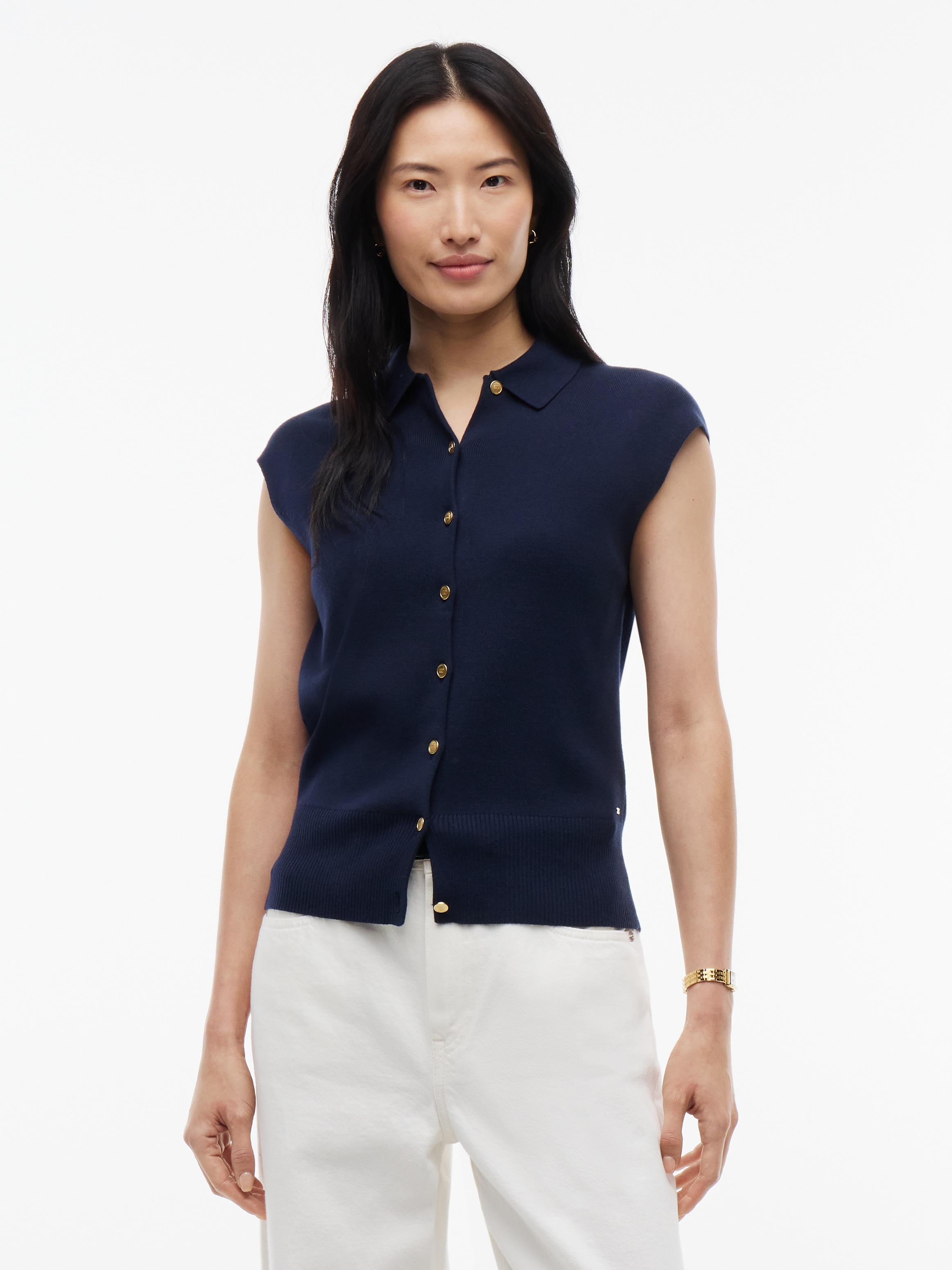 Image of Tommy Hilfiger Strickweste "COTTON FULL NEEDLE POLO VEST" Baumwollmischung