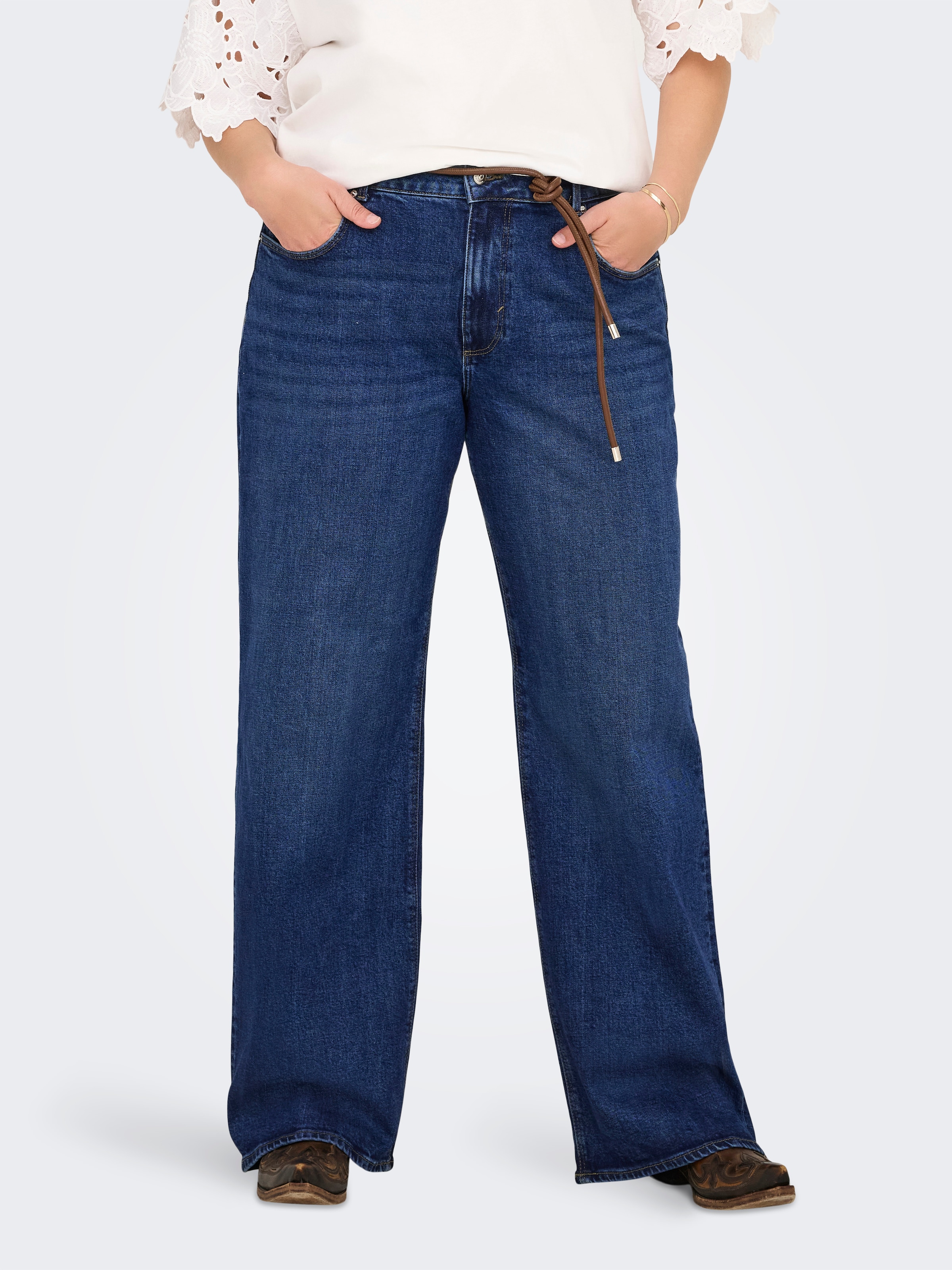 Image of ONLY CARMAKOMA High-waist-Jeans "CARJUICY HW WIDE LEG REA255"