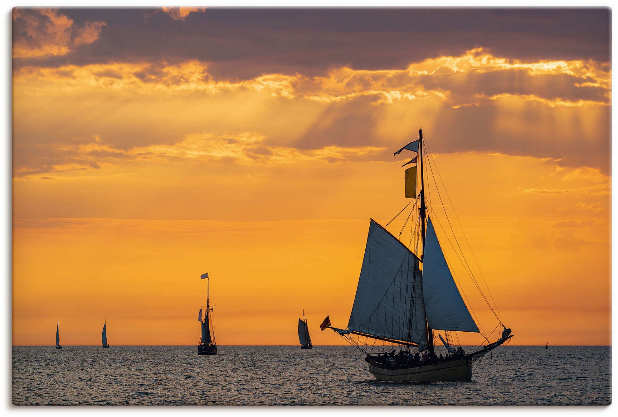 Image of Artland Wandbild »Segelschiffe auf der Hanse Sail in Rosto«, Gewässer, (1 St.), in vielen Grössen & Produktarten - Alubild / Outdoorbild für den Aussenbereich, Leinwandbild, Poster, Wandaufkleber / Wandtattoo auch für Badezimmer geeignet bei Ackermann Ver