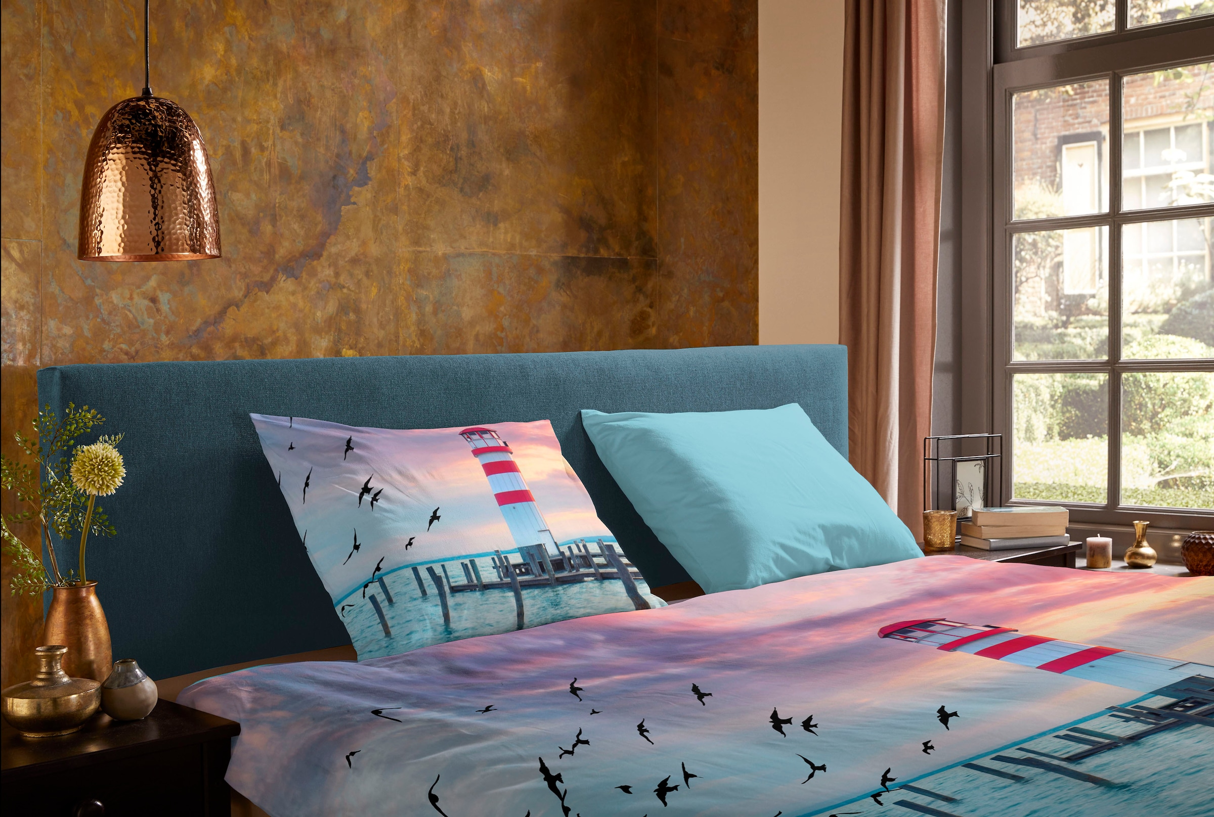 PURE luxury collection Wendebettwäsche »Lighthousee«, Mikrofaser, 135x200, Pflegeleicht, Reissverschluss, Wende, Strand, Meer