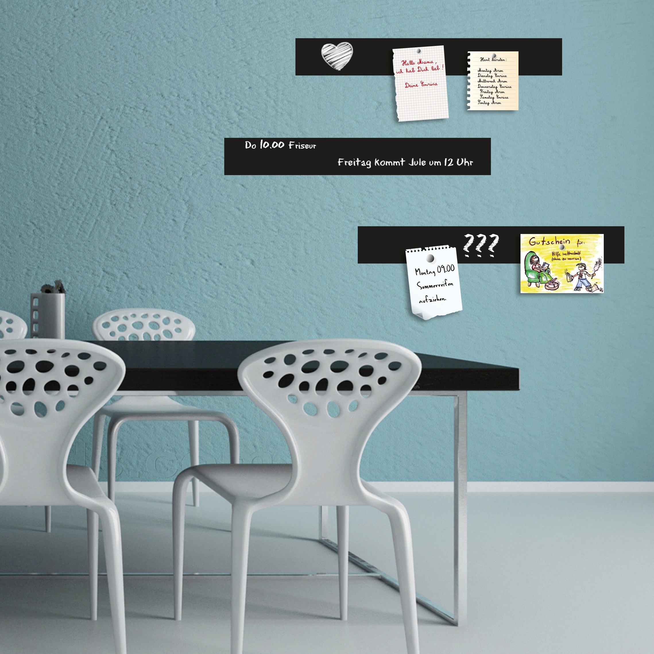 queence Magnetfolie »Magnetische Tafelfolie«, Tafel-Wandtafelfolie-Magnetfolie, selbstklebend, Kreide+Neodym-Magnete
