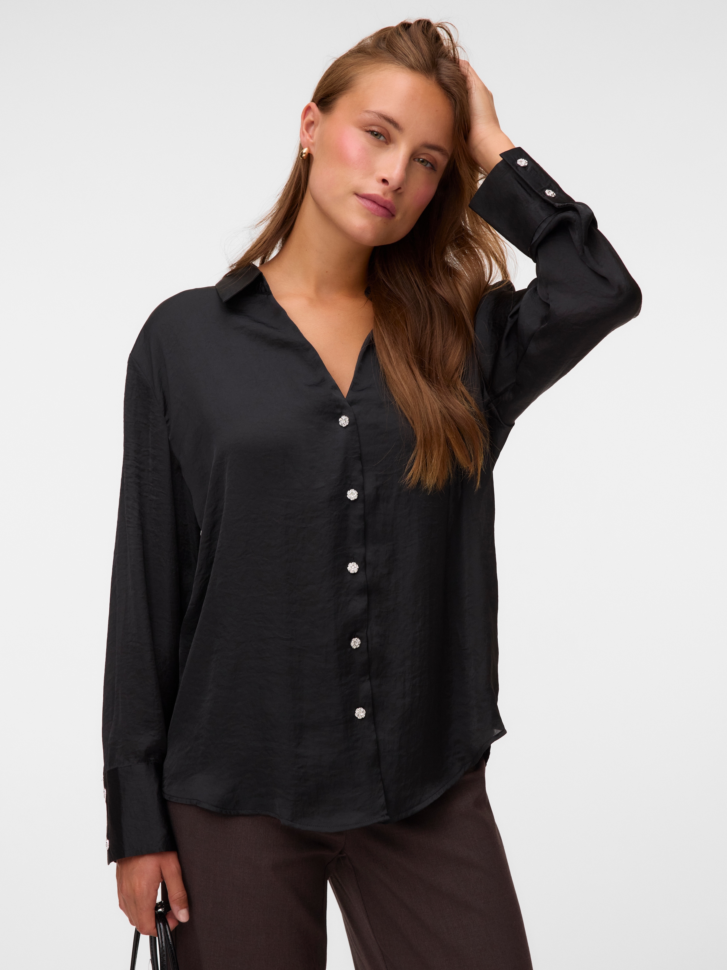 Image of Vero Moda Hemdbluse "VMSOMMER LS BUTTON SHIRT WVN NOOS" Kunstfaser, regular fit