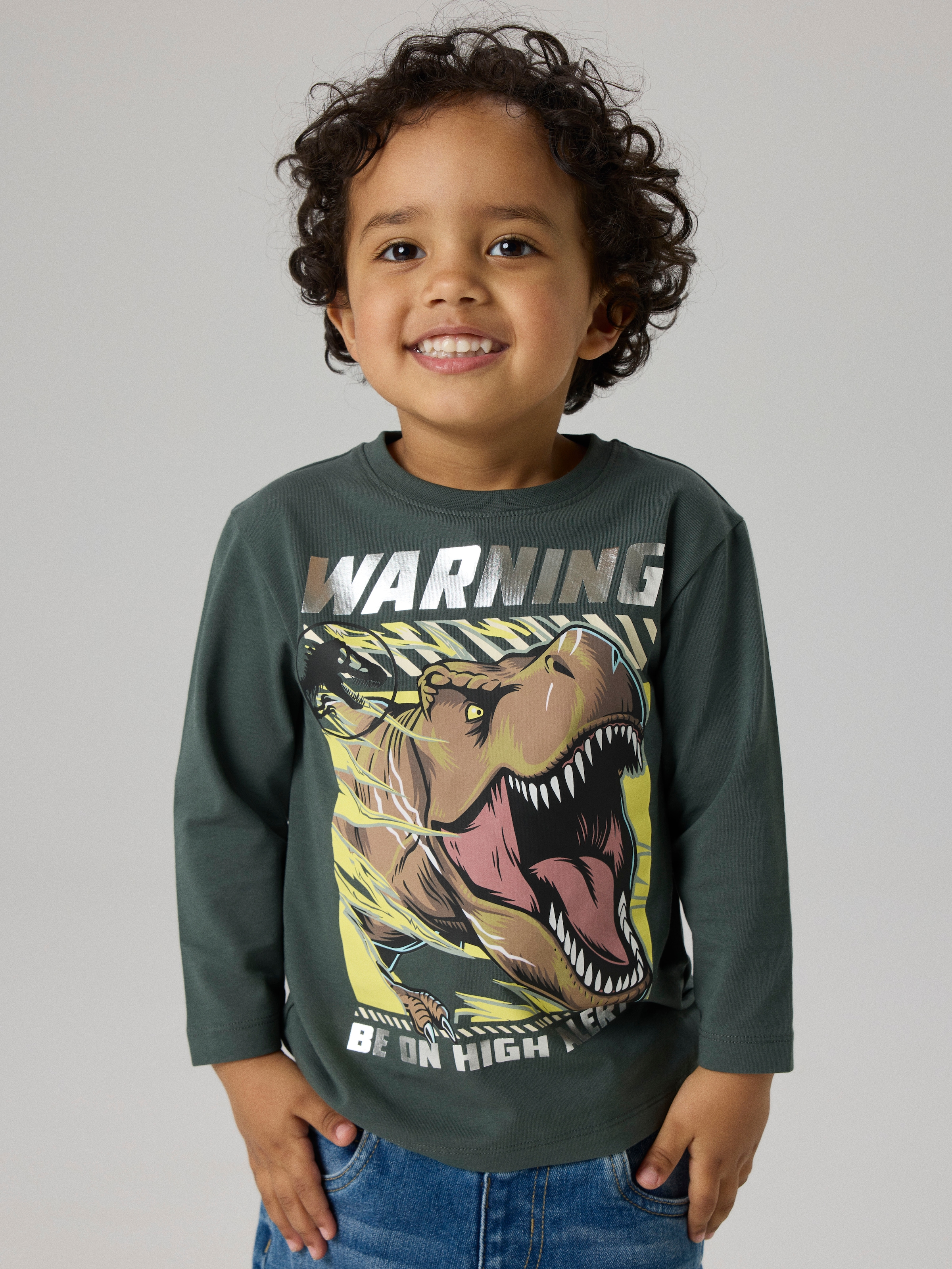 Name It T-shirt »NMMJIM JURASSIC LS NREG TOP BOX NOOS SKY« mélange coton, coupe régulière