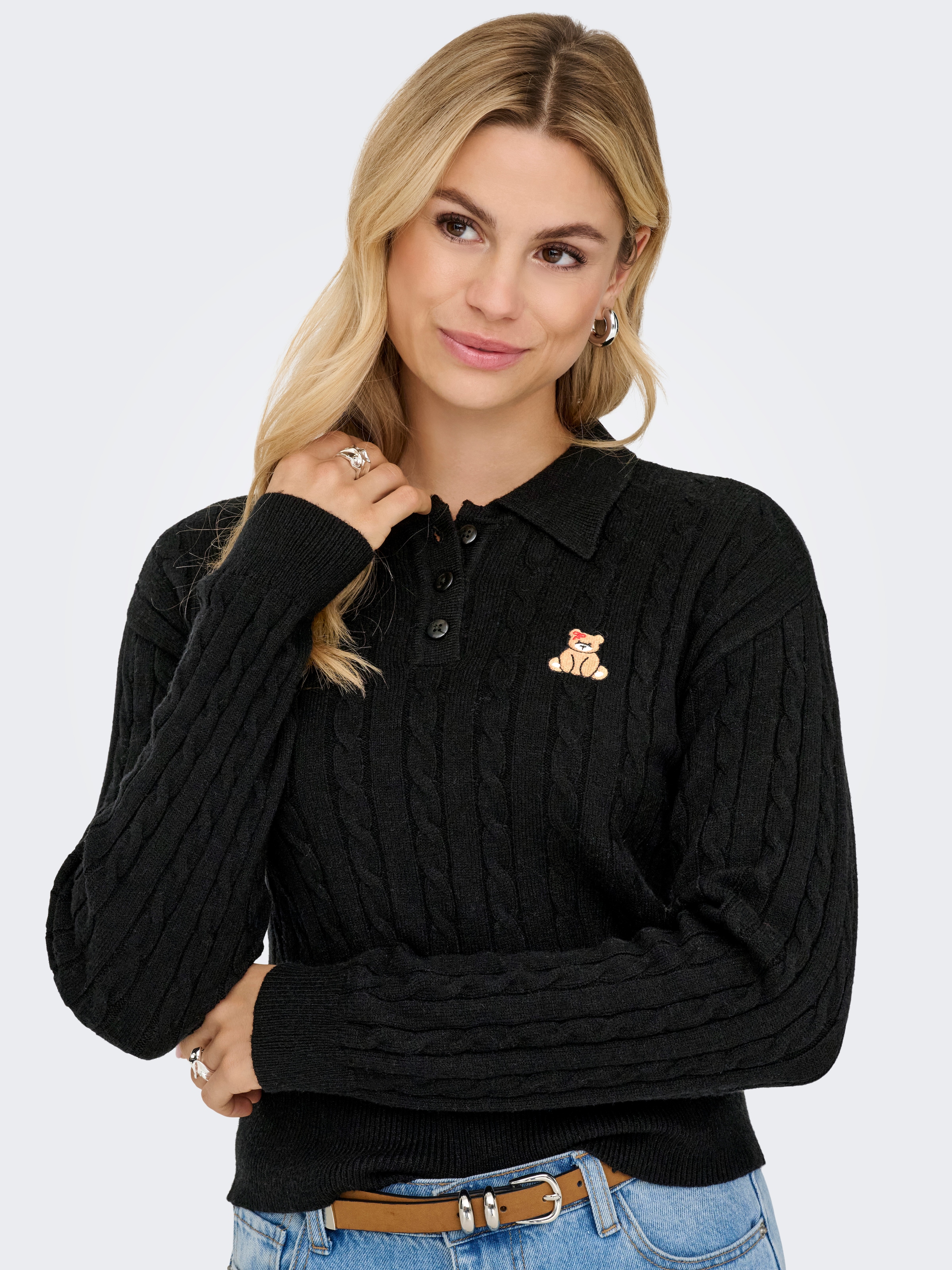 Image of ONLY Strickpullover "ONLKATIA LS CABLE POLO CC KNT"