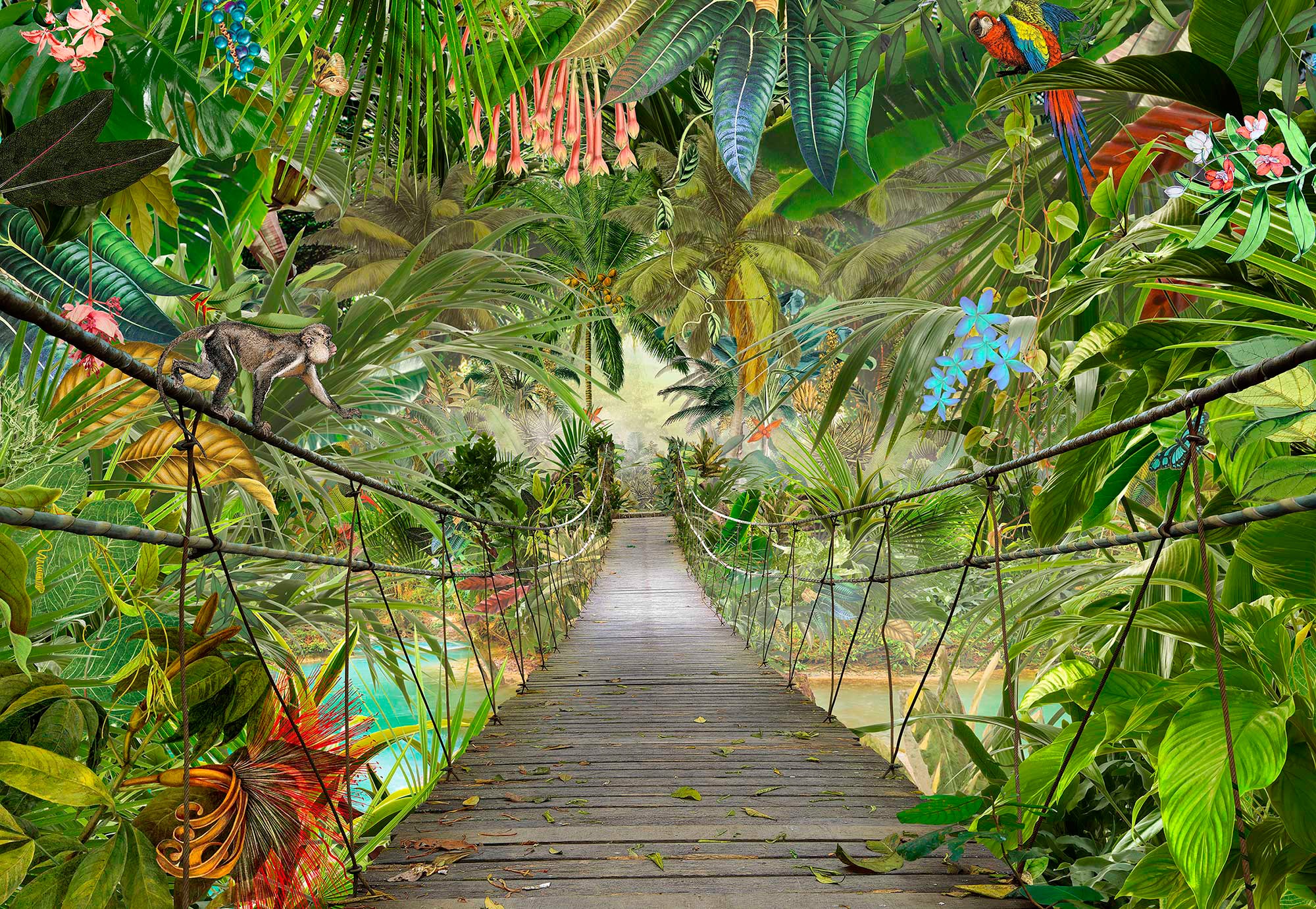 Image of Komar Fototapete »Wild Bridge«, bedruckt-Wald-geblümt, ausgezeichnet lichtbeständig bei Ackermann Versand Schweiz