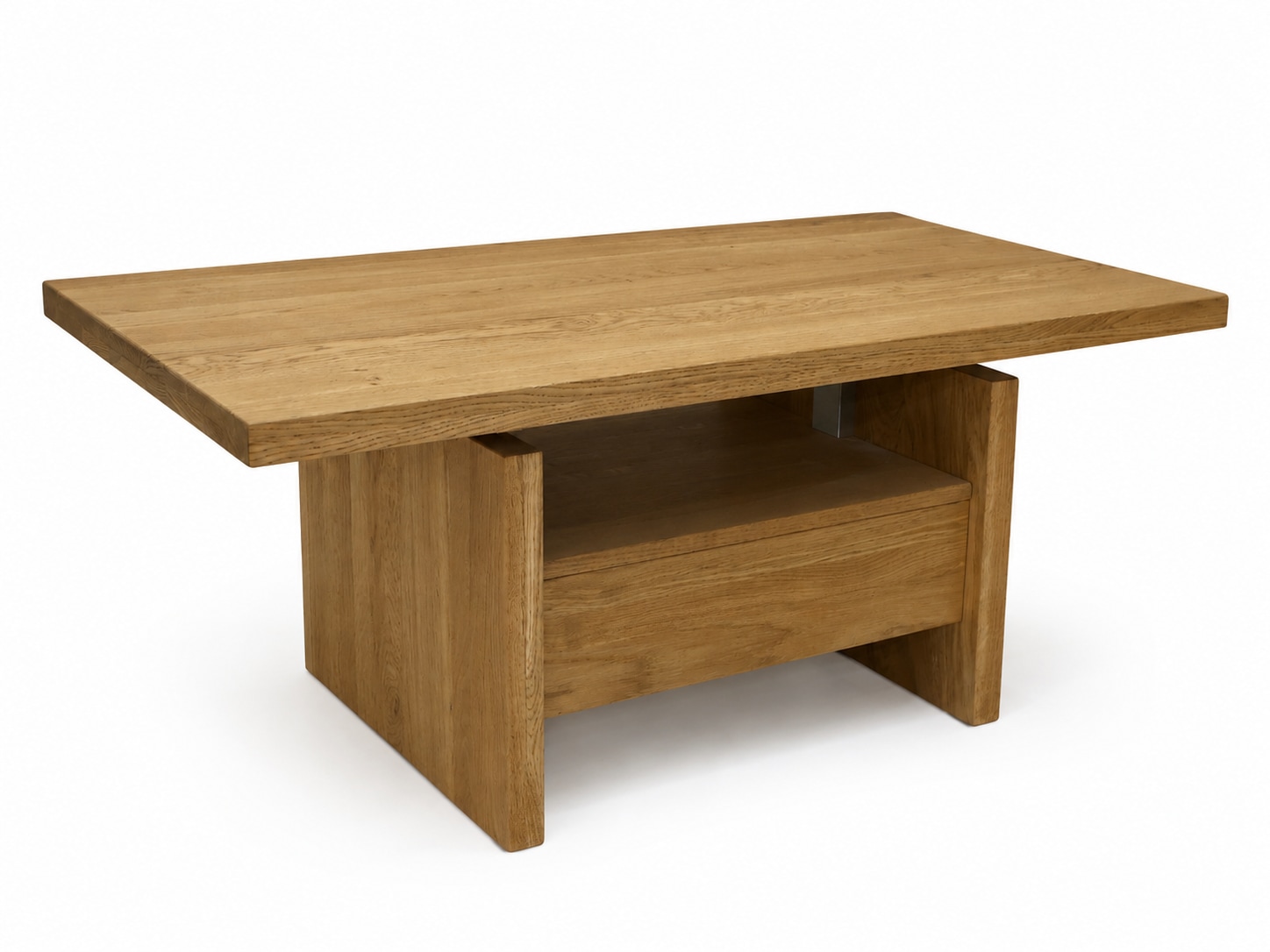 GOODproduct Couchtisch »Ravenna, Kaffeetisch« Wildeiche Natur/Smoke massiv, Liftfunktion, Schublade, Ablage