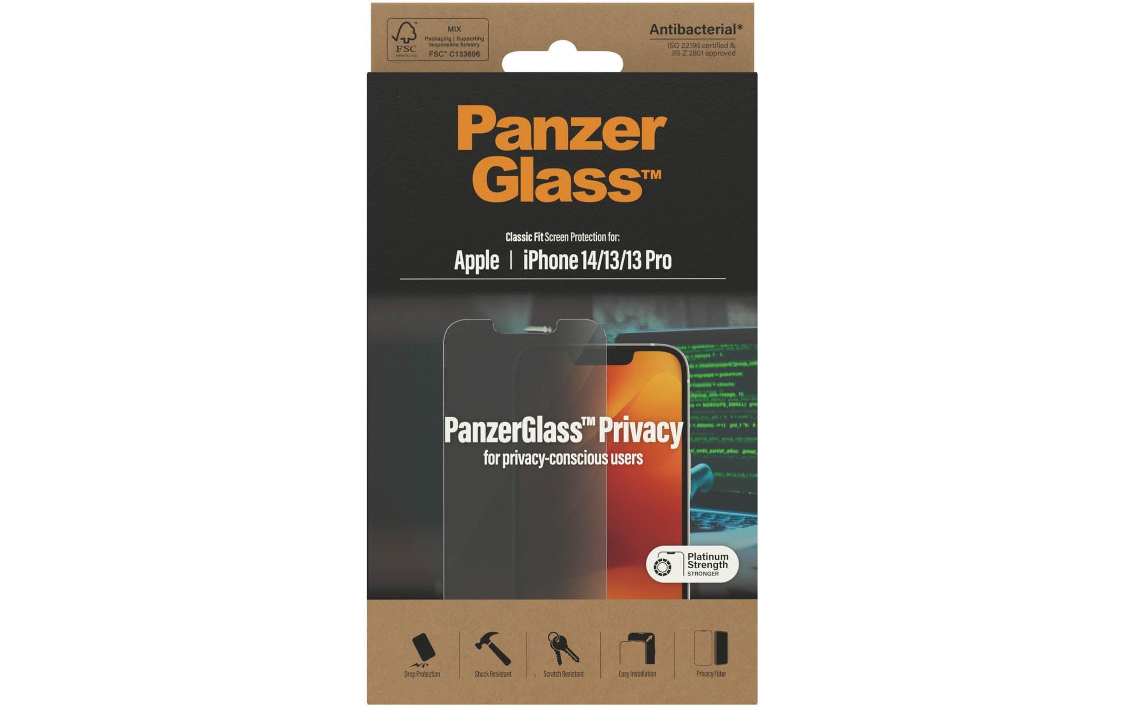 Displayschutzglas »Classic Fit Privacy iPhone 13/13 Pro/14«, für iPhone 13, iPhone 13...