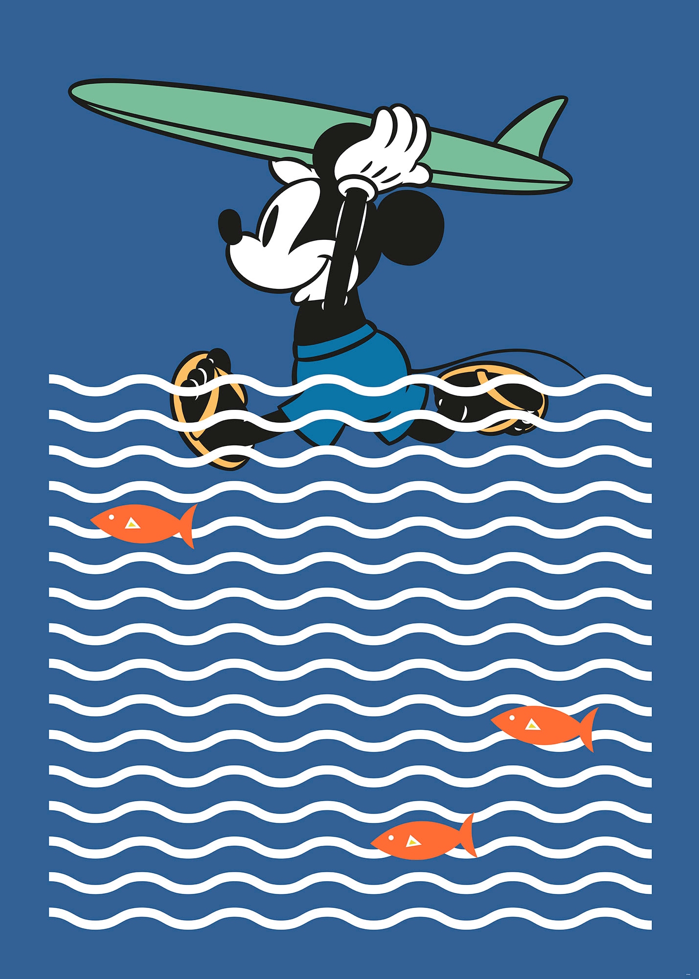 Image of Komar Vliestapete "Digitaldruck Vlies - Mickey gone Surfin - Grösse 200 x 280 cm" bedruckt glatt Kinderzimmer