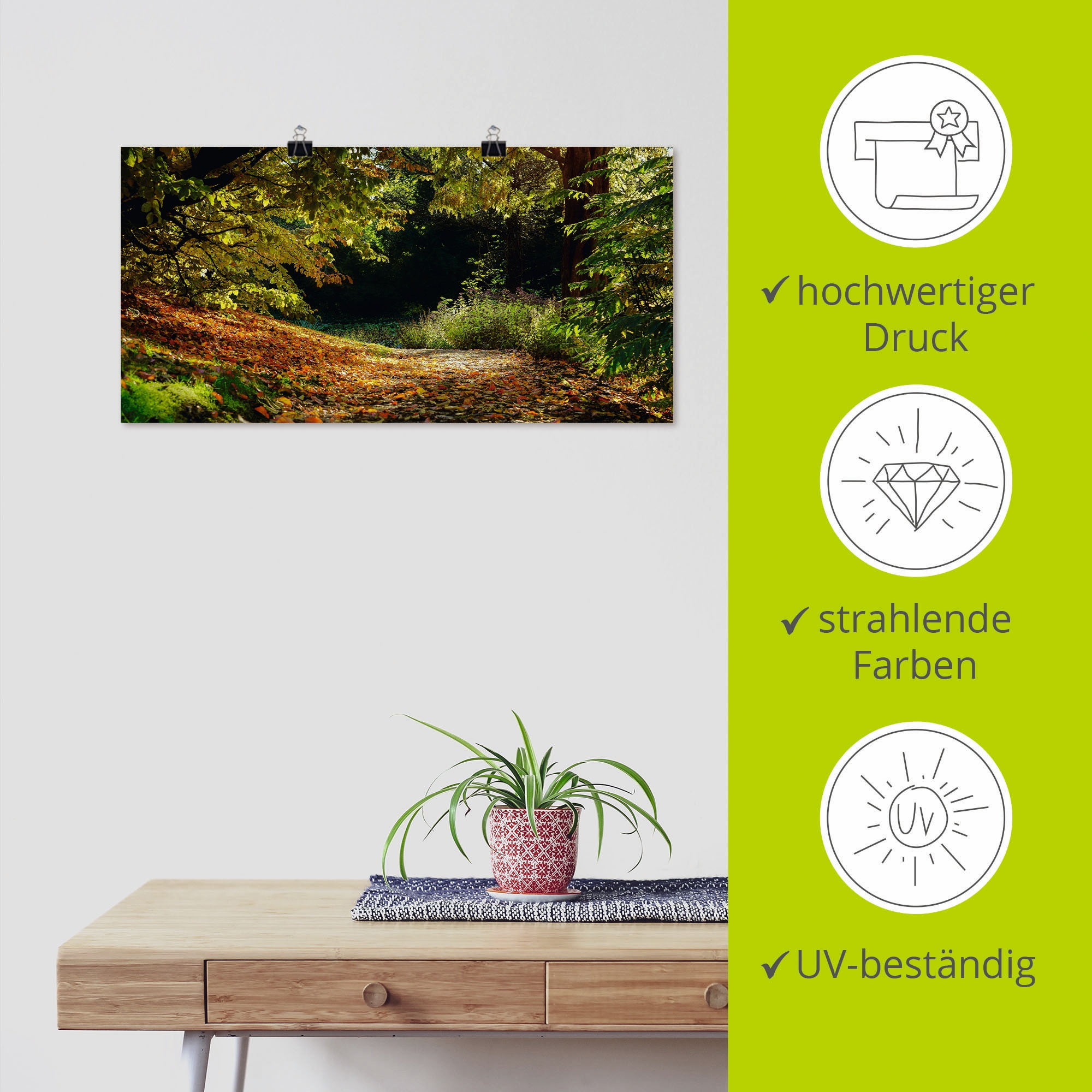 Artland Poster »Herbstteppich«, Wald, (1 St.), als Leinwandbild, Wandaufkleber oder Poster in versch. Grössen