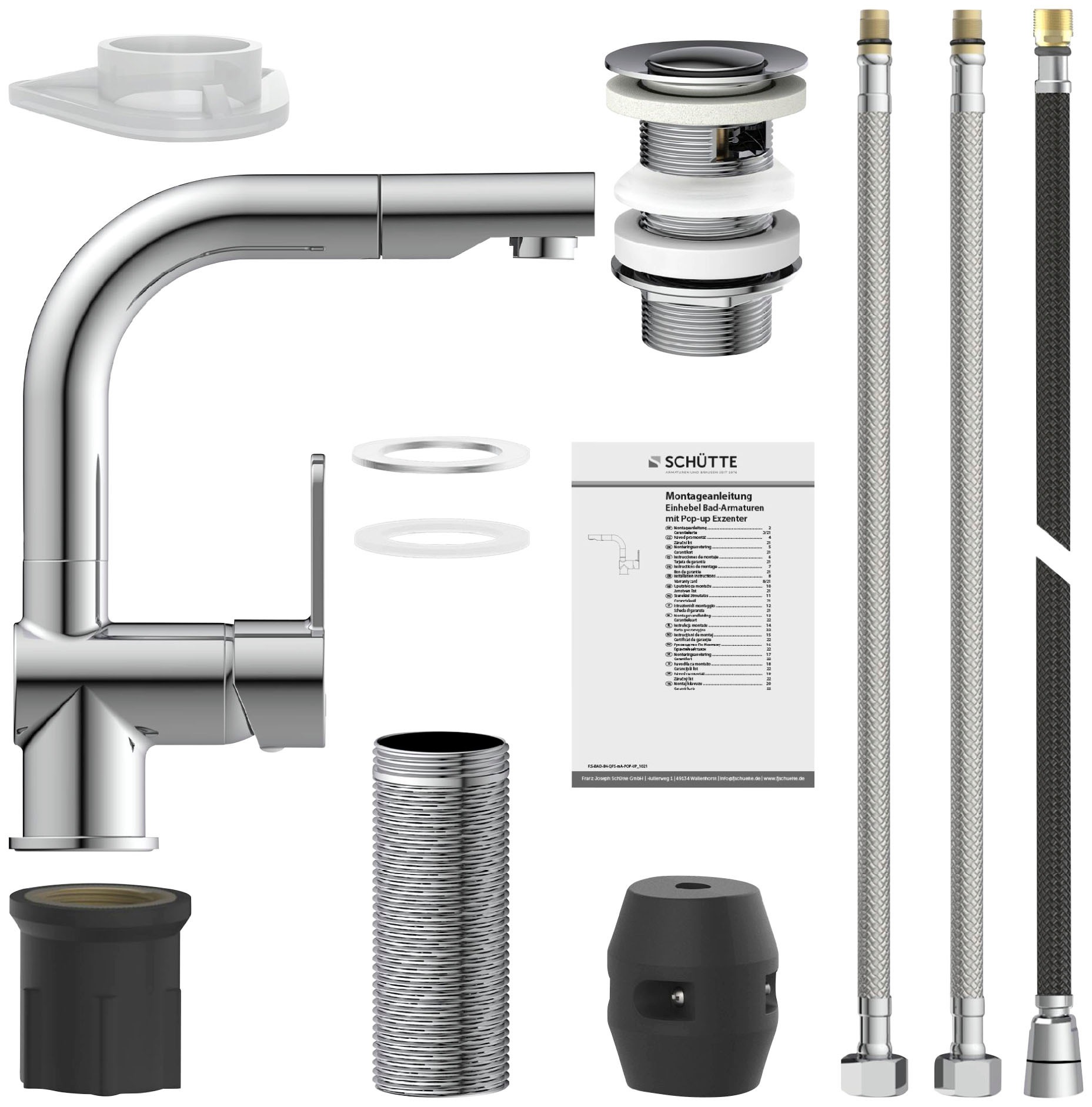 Schütte Robinetterie de salle de bain »3-teilige Serie LONDON« Ensemble,  Économique, protection anti-brûlure, pivotant à 360°, économiseur d’eau