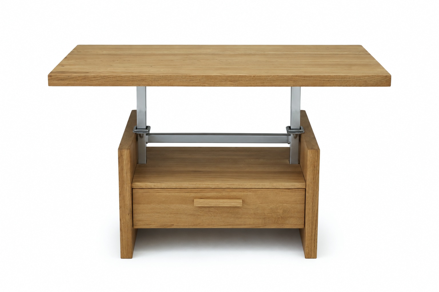 GOODproduct Couchtisch »Ravenna, Kaffeetisch« Wildeiche Natur/Smoke massiv, Liftfunktion, Schublade, Ablage