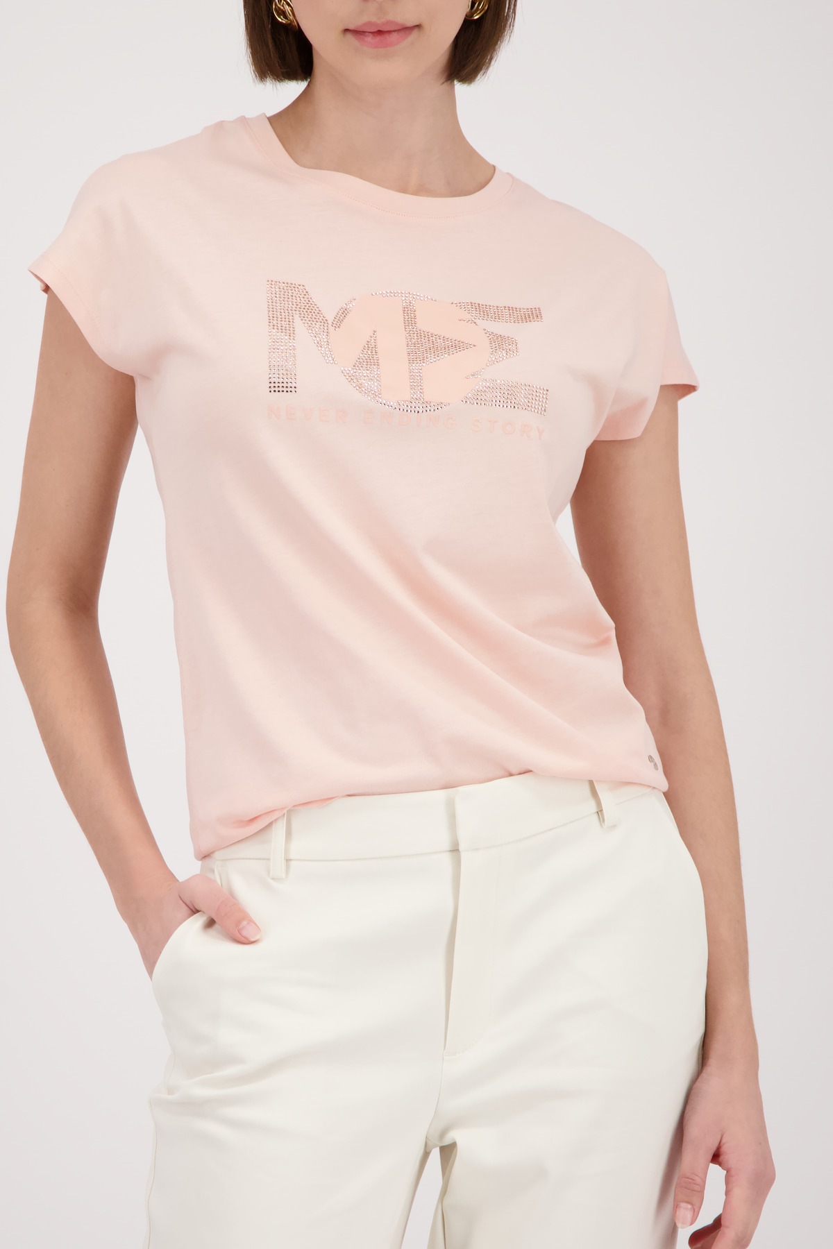 Image of Monari T-Shirt "Shirt Basic Schmuck" Regular fit mit Strasssteinen